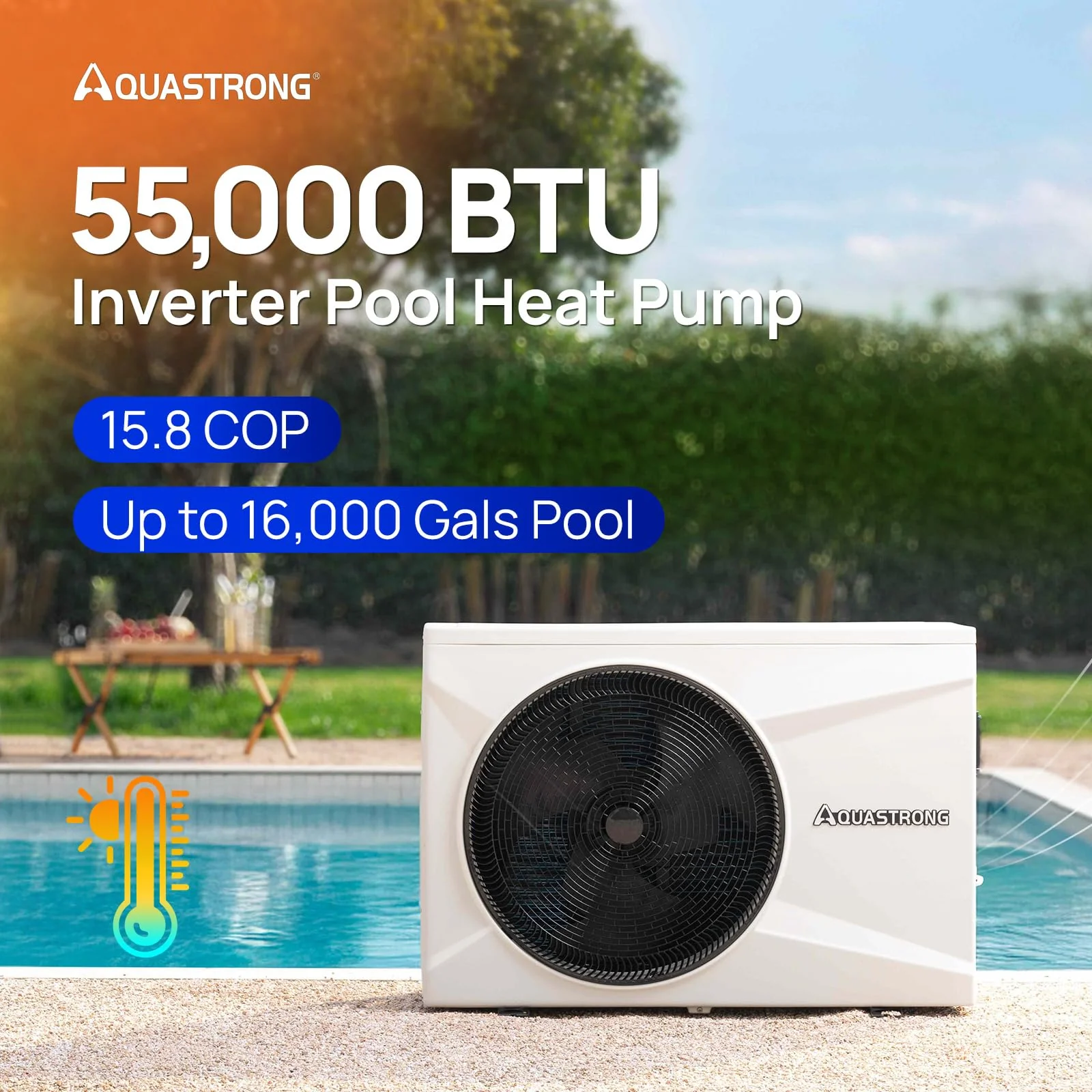 AQUASTRONG Inverter Swimming Pool Heat Pump,Pool Heater for Above Ground and Inground Pool Heating Smart WiFi Control and Cooling Pool Heater Pools Up to, 16000 Gallons - Image 9