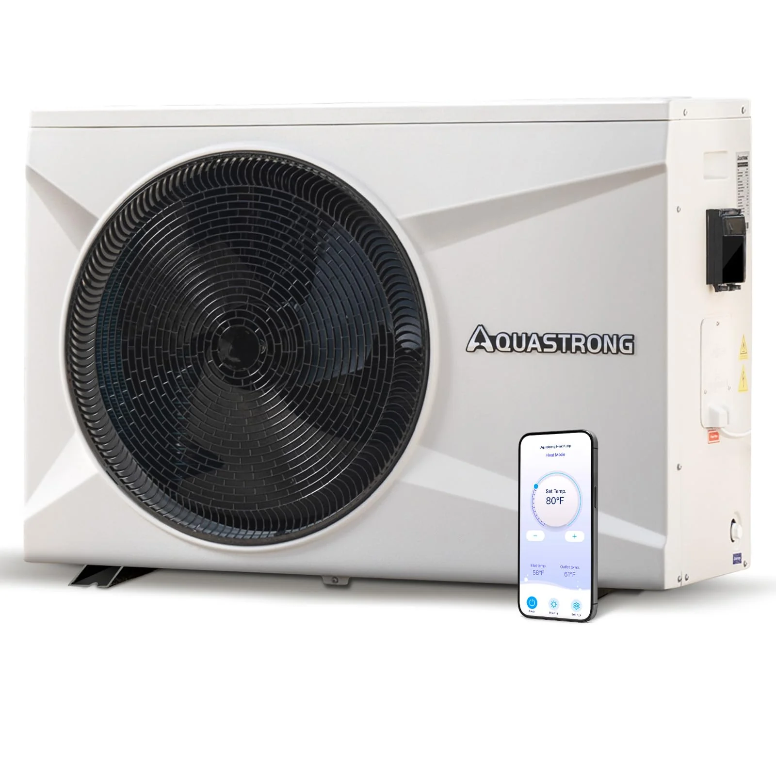 AQUASTRONG Inverter Swimming Pool Heat Pump,Pool Heater for Above Ground and Inground Pool Heating Smart WiFi Control and Cooling Pool Heater Pools Up to, 21000 Gallons