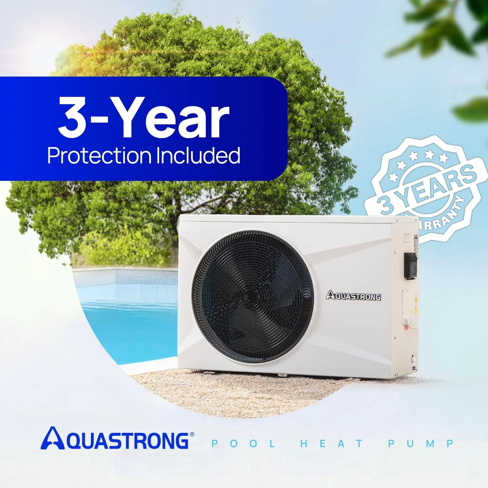 AQUASTRONG Inverter Swimming Pool Heat Pump,Pool Heater for Above Ground and Inground Pool Heating Smart WiFi Control and Cooling Pool Heater Pools Up to, 9000 Gallons - Image 2