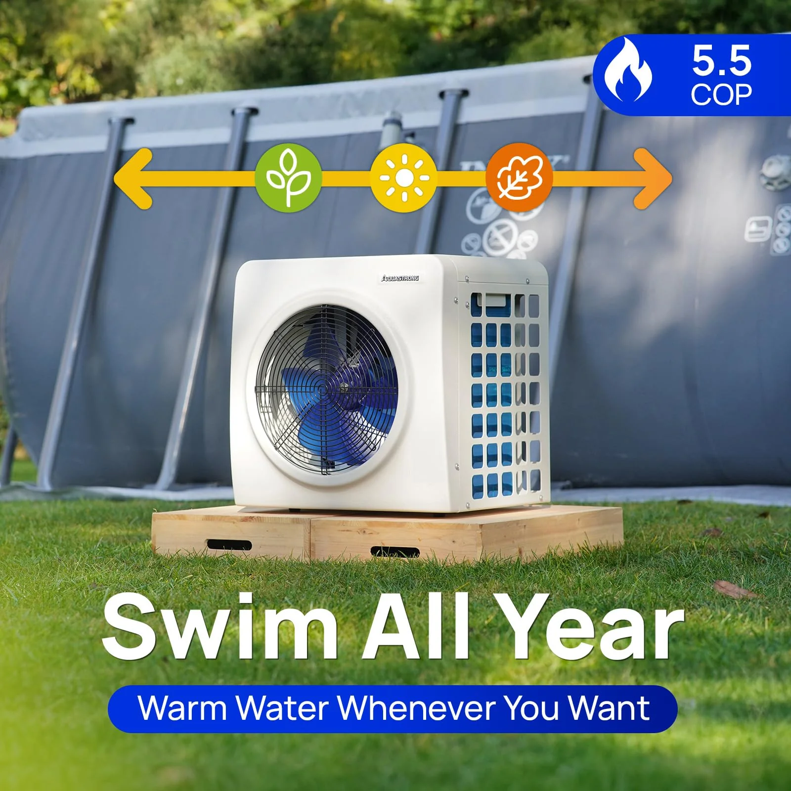 AQUASTRONG Swimming Pool Heat Pump,Electric Pool Heater for Above Ground and Inground Pool,Heating and Cooling Pool Heater Pools Up to, 3000 Gallons - Image 8