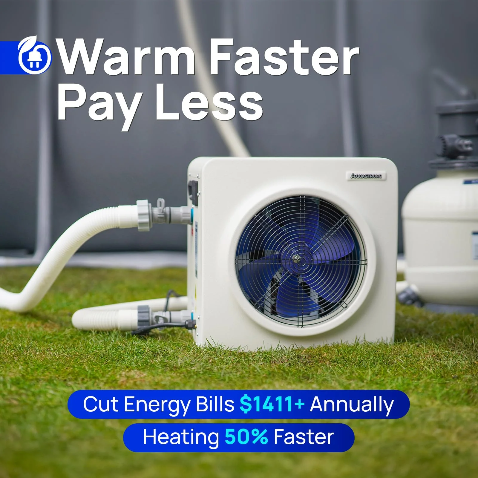 AQUASTRONG Swimming Pool Heat Pump,Electric Pool Heater for Above Ground and Inground Pool,Heating and Cooling Pool Heater Pools Up to, 5000 Gallons - Image 6