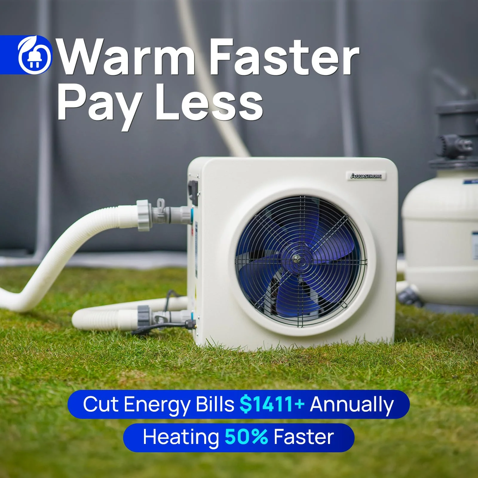 AQUASTRONG Swimming Pool Heat Pump,Electric Pool Heater for Above Ground and Inground Pool,Heating and Cooling Pool Heater Pools Up to, 6500 Gallons - Image 7