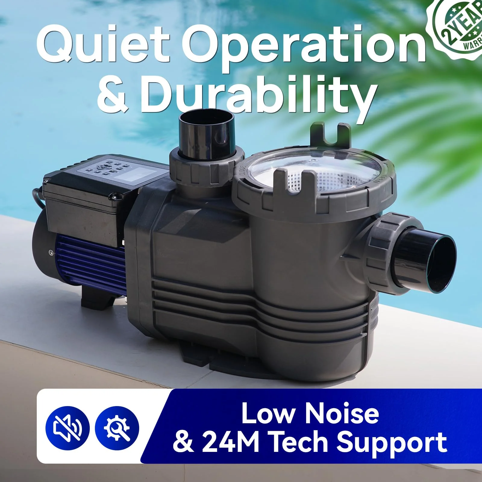 Aquastrong Variable Speed Pool Pump In/Above Pool Pump Energy Efficient High Flow Powerful Self Primming Swimming Pool Pumps with Filter Basket,Dark Black - Image 3