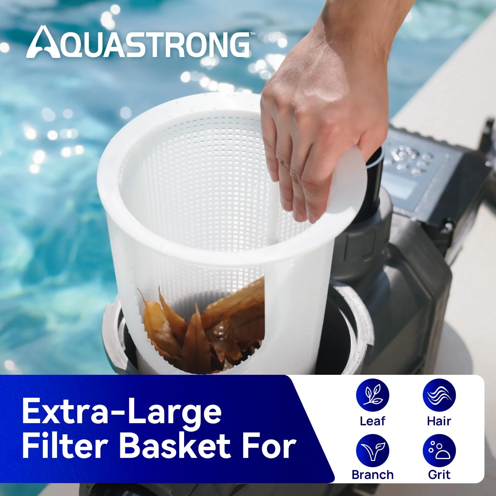 Aquastrong Variable Speed Pool Pump In/Above Pool Pump Energy Efficient High Flow Powerful Self Primming Swimming Pool Pumps with Filter Basket,Matta Black - Image 2