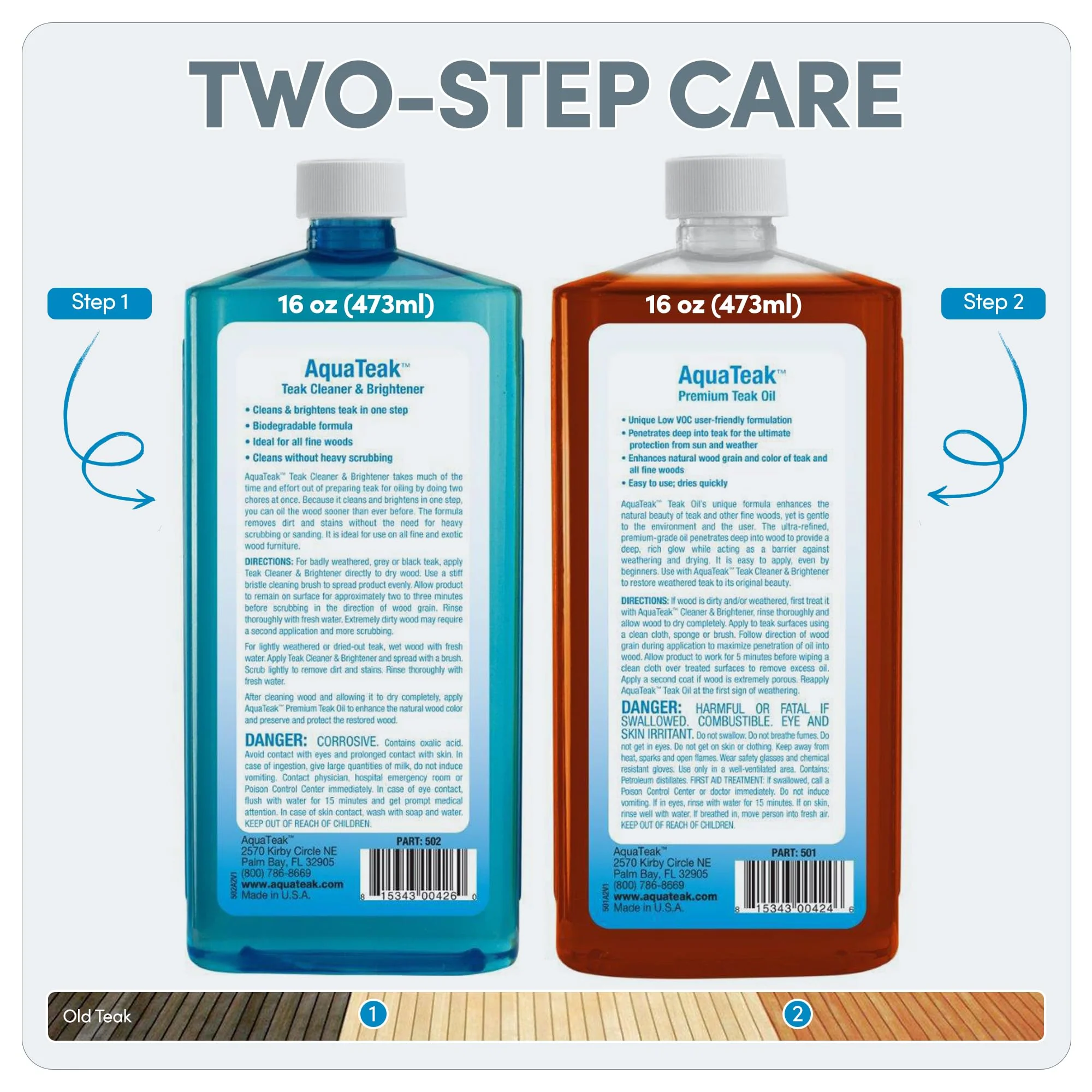 AquaTeak Care Kit: Premium Teak Oil & Teak Cleaner & Brightener - Image 2
