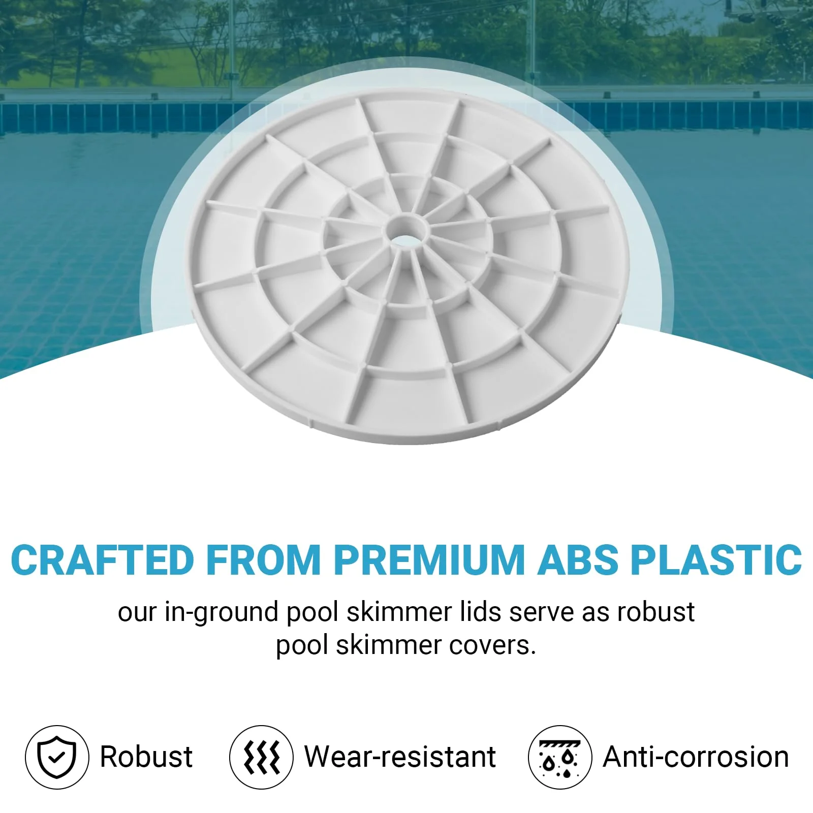 AR-PRO (2-Pack Swimming Pool Skimmer Cover - 9" Universal Round Pool Skimmer Lid Cover - Exact Replacement for 9 1/8" Skimmer Valve Lids and Spa Lids (White) - Image 5