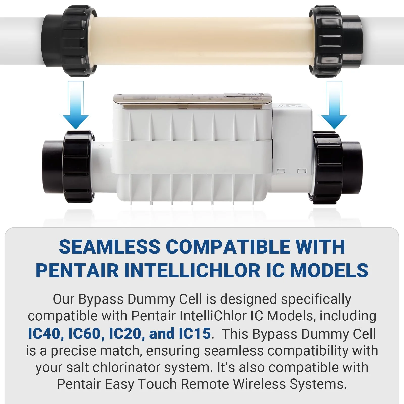 AR-PRO Bypass Dummy Cell Intended for 520588 Salt System, Compatible with Pentair Intellichlor IC Models Salt Chlorinator, Pool Winter Protection Bypass Pipe, Prolong Life of Pool Chlorinator System - Image 5