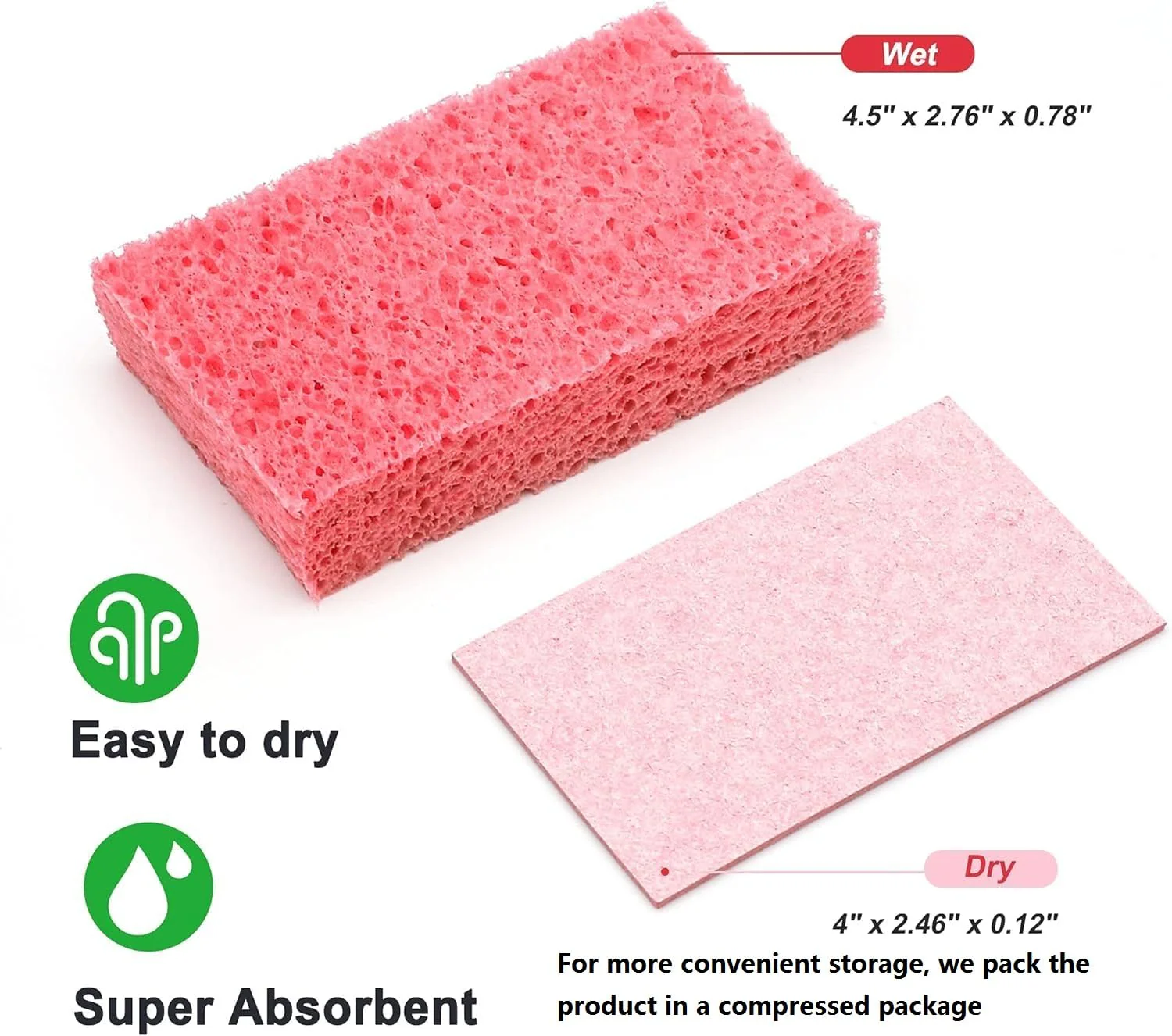 ARCLIBER Cleaning Sponge,Kitchen Sponges Pack,Non-Scratch Cellulose Sponge for Bathroom,Cars,Colorful Compressed Sponge (36 Pack) - Image 2