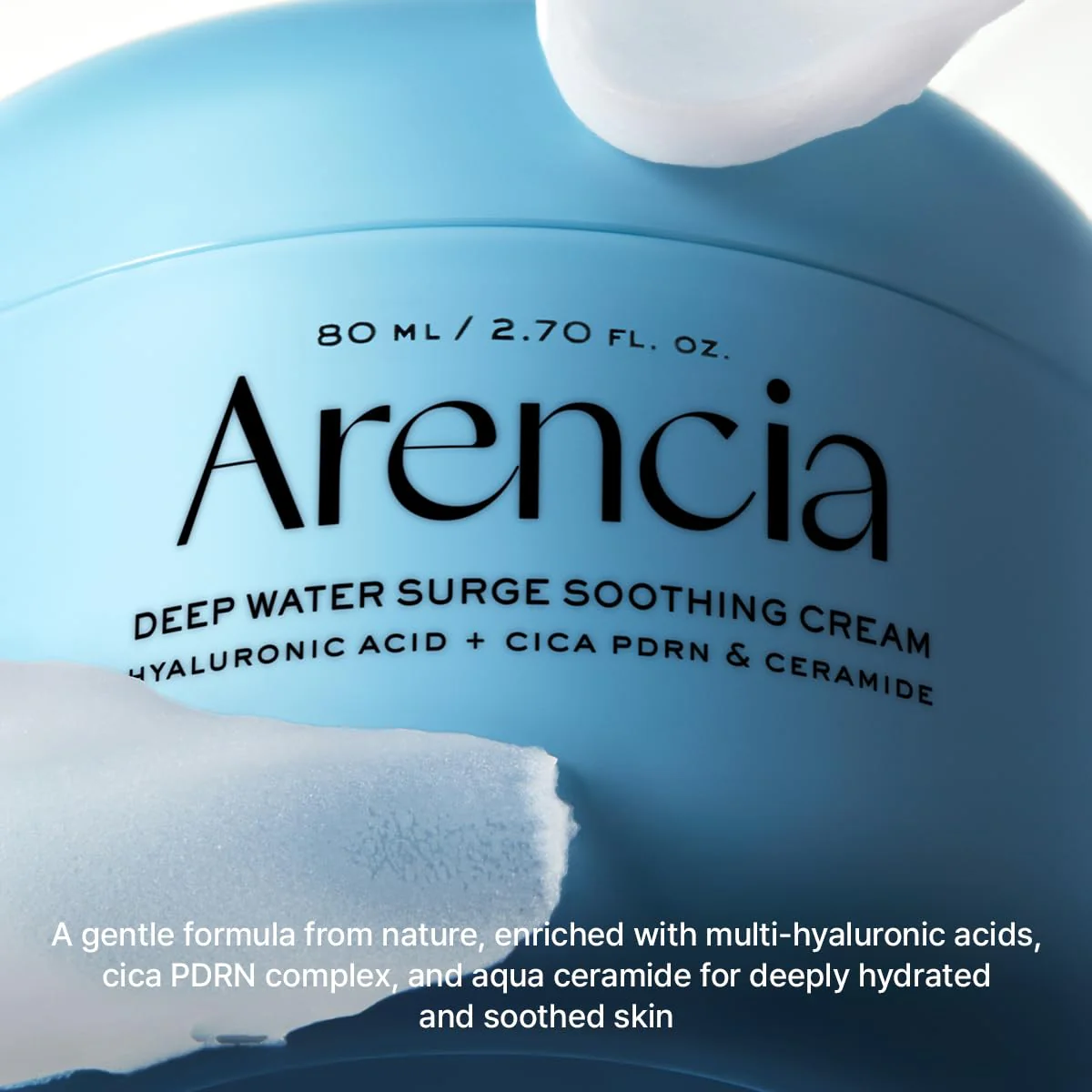 ARENCIA Deep Water Surge Soothing Cream, 2.70 fl oz, with Hyaluronic Acid, Cica PDRN and Ceramide - Image 2