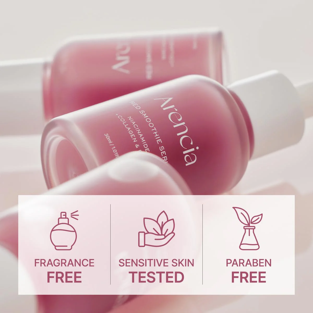 Arencia Red Collagen + Peptide Smoothie Serum, 8% Niacinamide, Vitamin C, Vitamin E, lifting anti-aging serum for skin texture for glass skin - Image 4