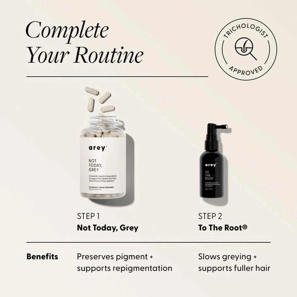 Arey Not Today, Grey Daily Hair Supplement for Women & Men | Slows Grey Hair Growth in 3–6 Months | Support for Thicker, Healthier Hair | Biotin, B + D Vitamins | Vegan & Gluten-Free (3 Months) - Image 4