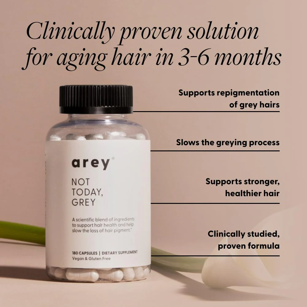 Arey Not Today, Grey Daily Hair Supplement for Women & Men | Slows Grey Hair Growth in 3–6 Months | Support for Thicker, Healthier Hair | Biotin, B + D Vitamins | Vegan & Gluten-Free (3 Months) - Image 8