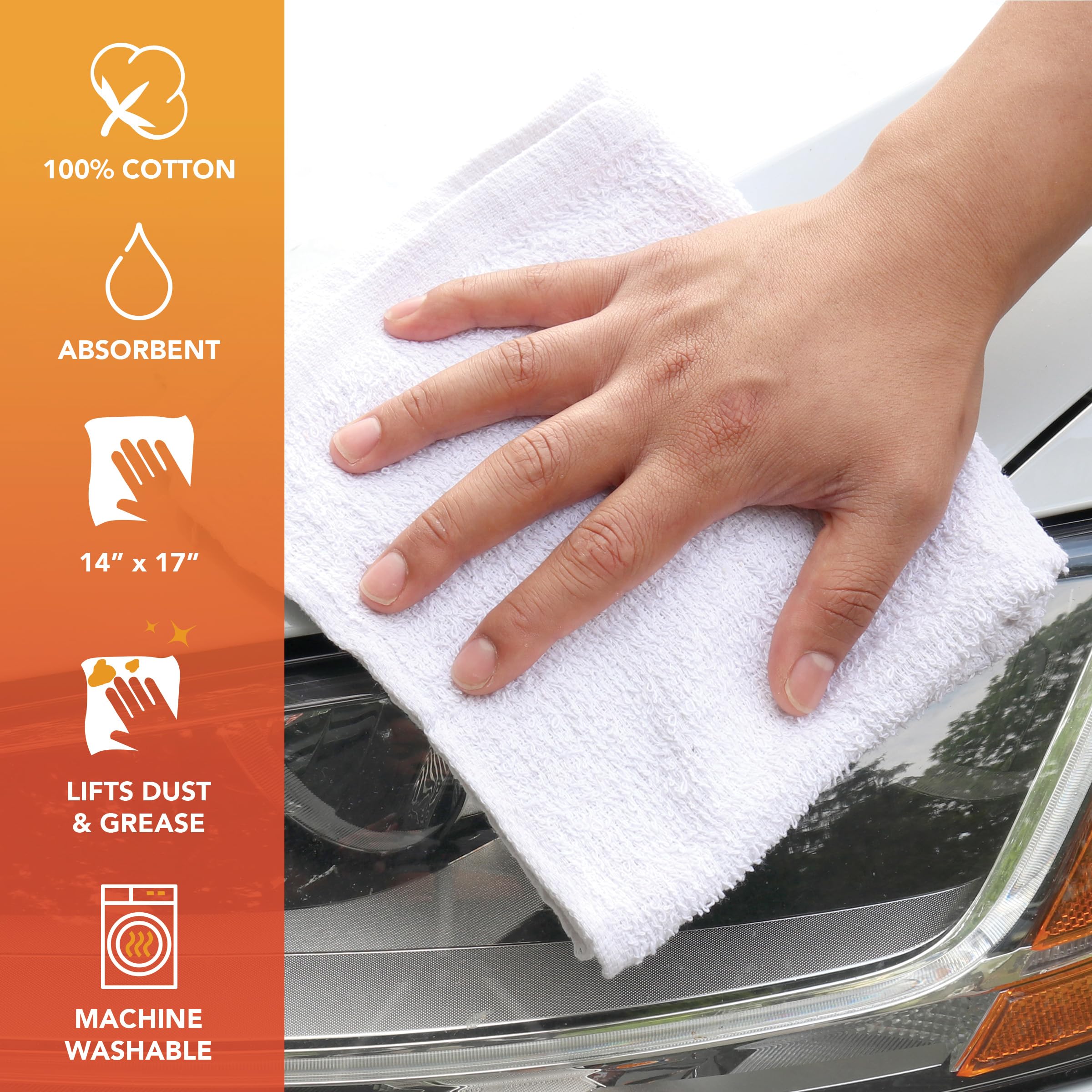 Arkwright TT60 Terry Cloth Rags Bulk, Pallet of 7500, 100% Cotton Cleaning Towels for Kitchen, Auto Shop and Bar Use, Absorbent Machine Washable, 14 x 17 in, White - Image 8