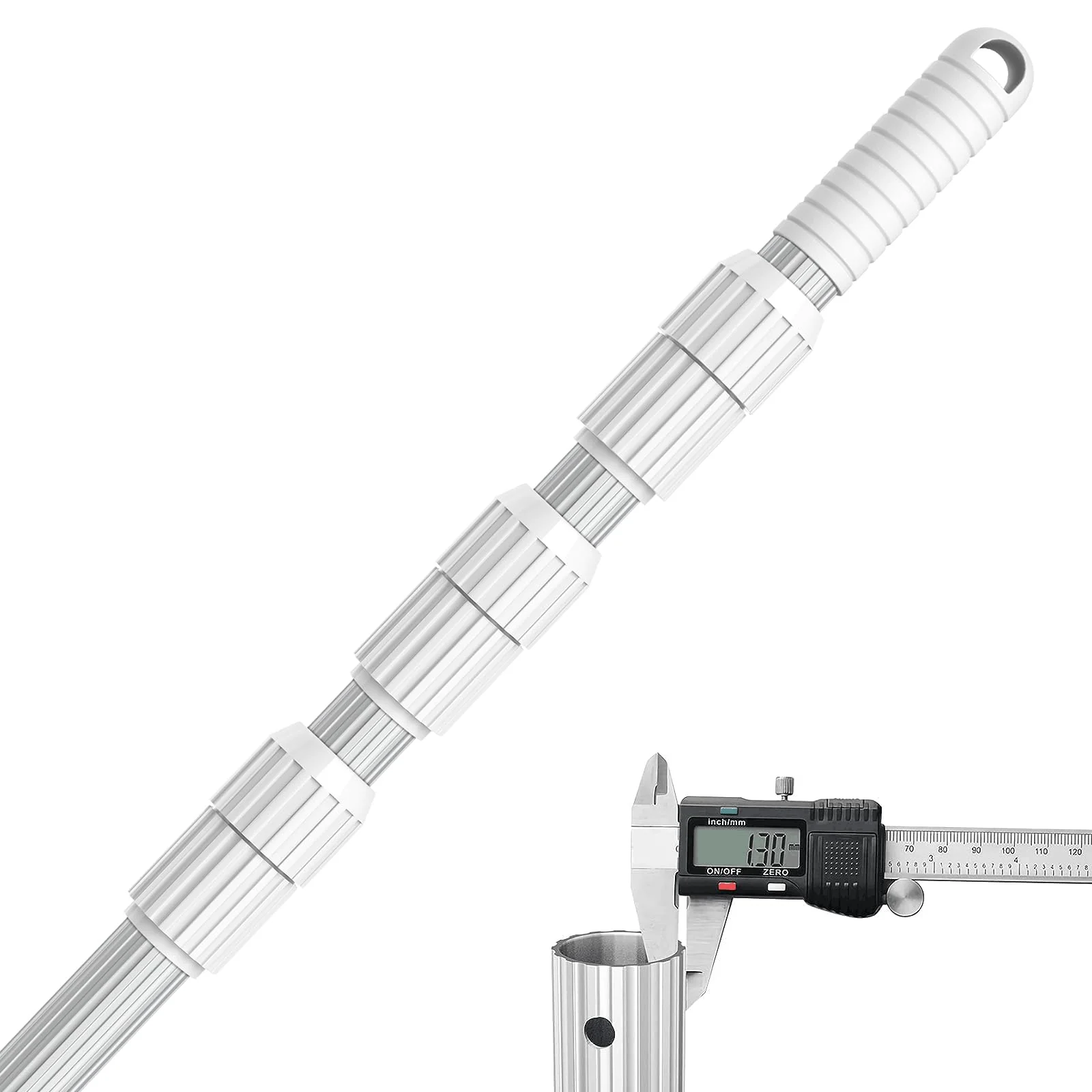 ARLBA Upgraded Professional 16.5 Feet Swimming Pool Pole Telescopic Aluminum Thicken 1.30mm Adjustable Fits Skimmer Net Rake Vacuum Head Brush Pool Cleaning Equipment Heavy Duty -Universal Fit 1-1/4