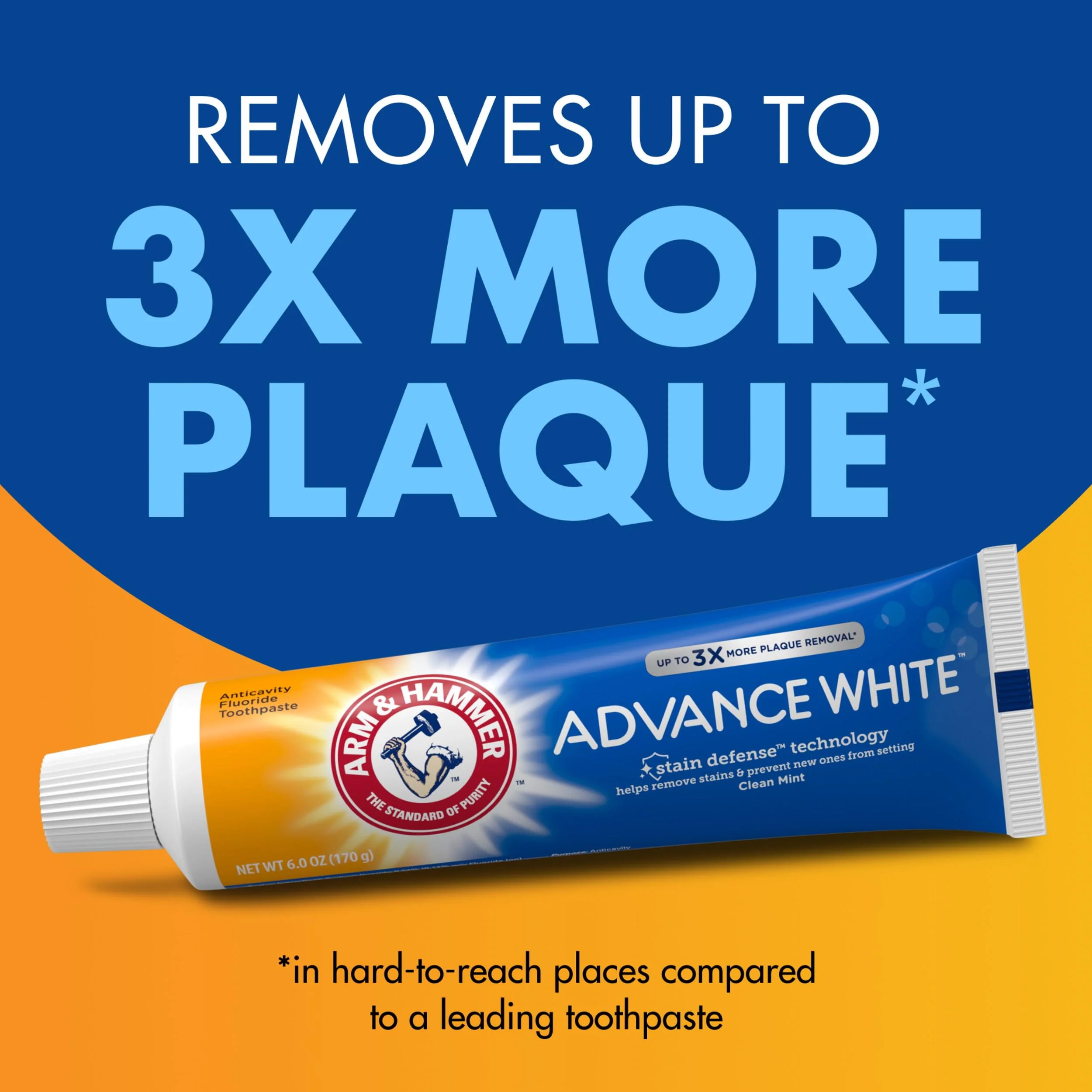 ARM & HAMMER Advance White Toothpaste, Teeth Whitening Baking Soda Toothpaste with Stain Defense Technology and Fluoride, Clean Mint Flavor, 6.0 Oz (4 Pack) - Image 9