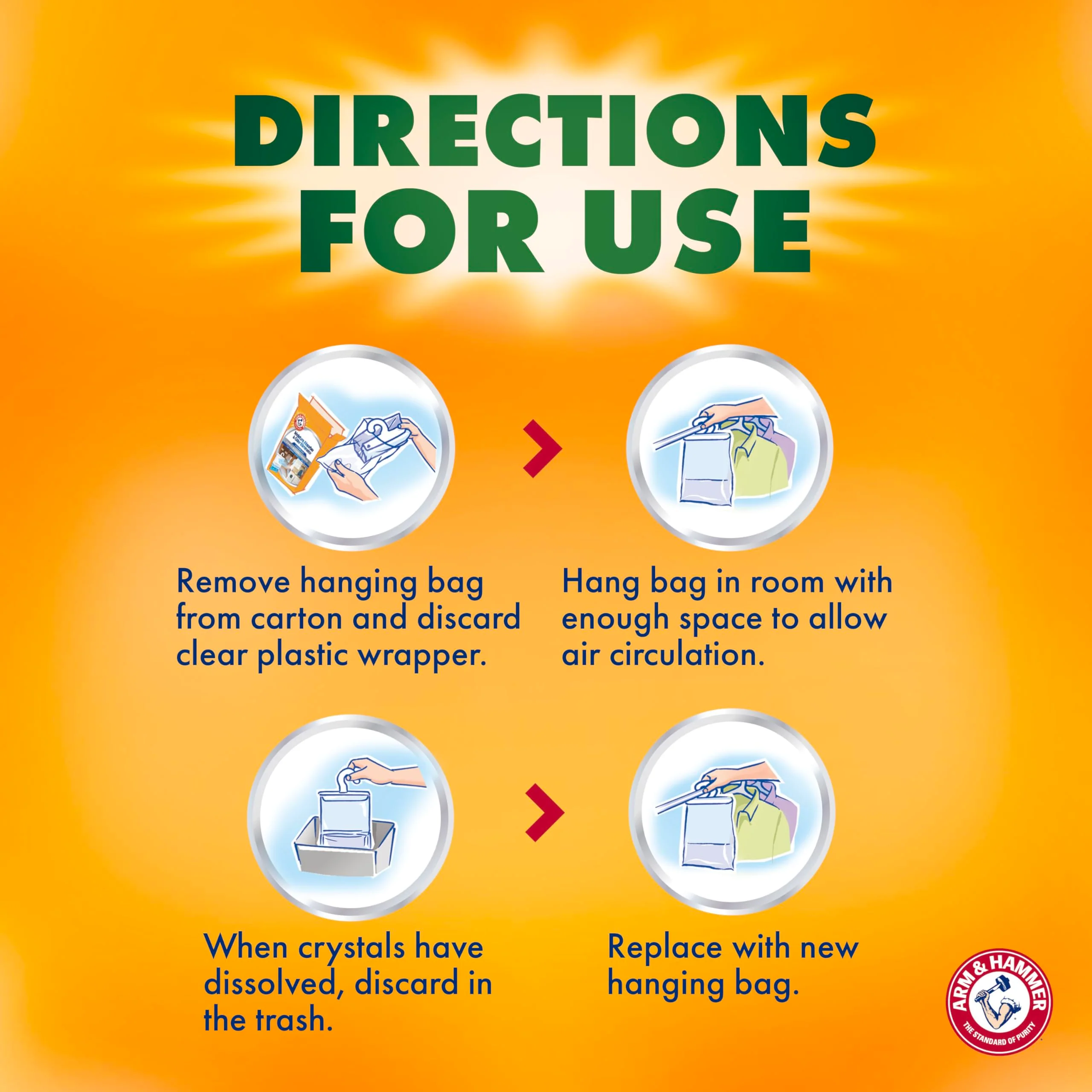 Arm & Hammer Essentials Hanging Moisture Absorber and Odor Eliminator, 17.5 oz., 3 Pack, Fragrance Free, Moisture Absorbers for Closets, Laundry Rooms and Bedrooms, Long-Lasting Freshness - Image 3