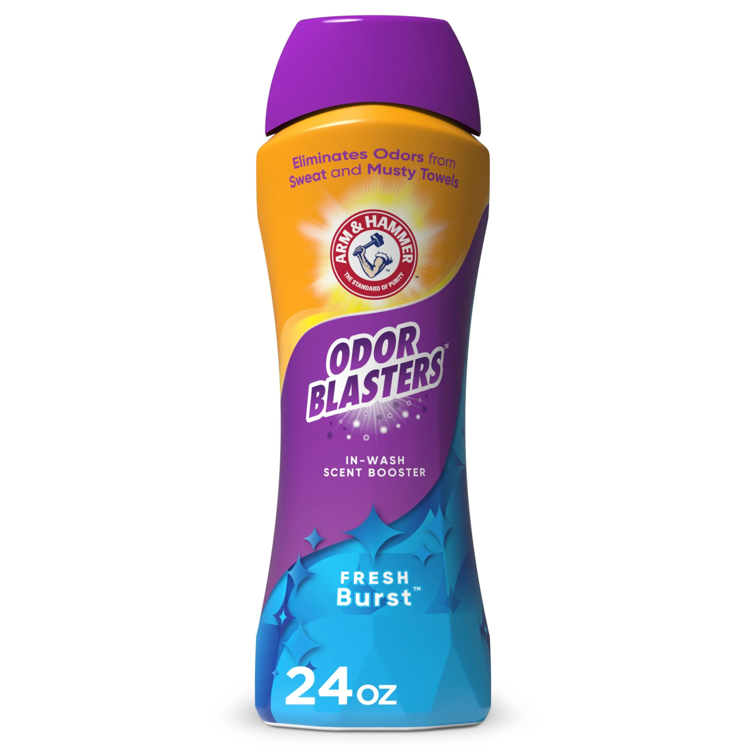 ARM & HAMMER Odor Blasters In-Wash Laundry Scent Booster, Eliminates Tough Odors, Fresh Burst Scent, 24 oz Bottle (Pack of 4)