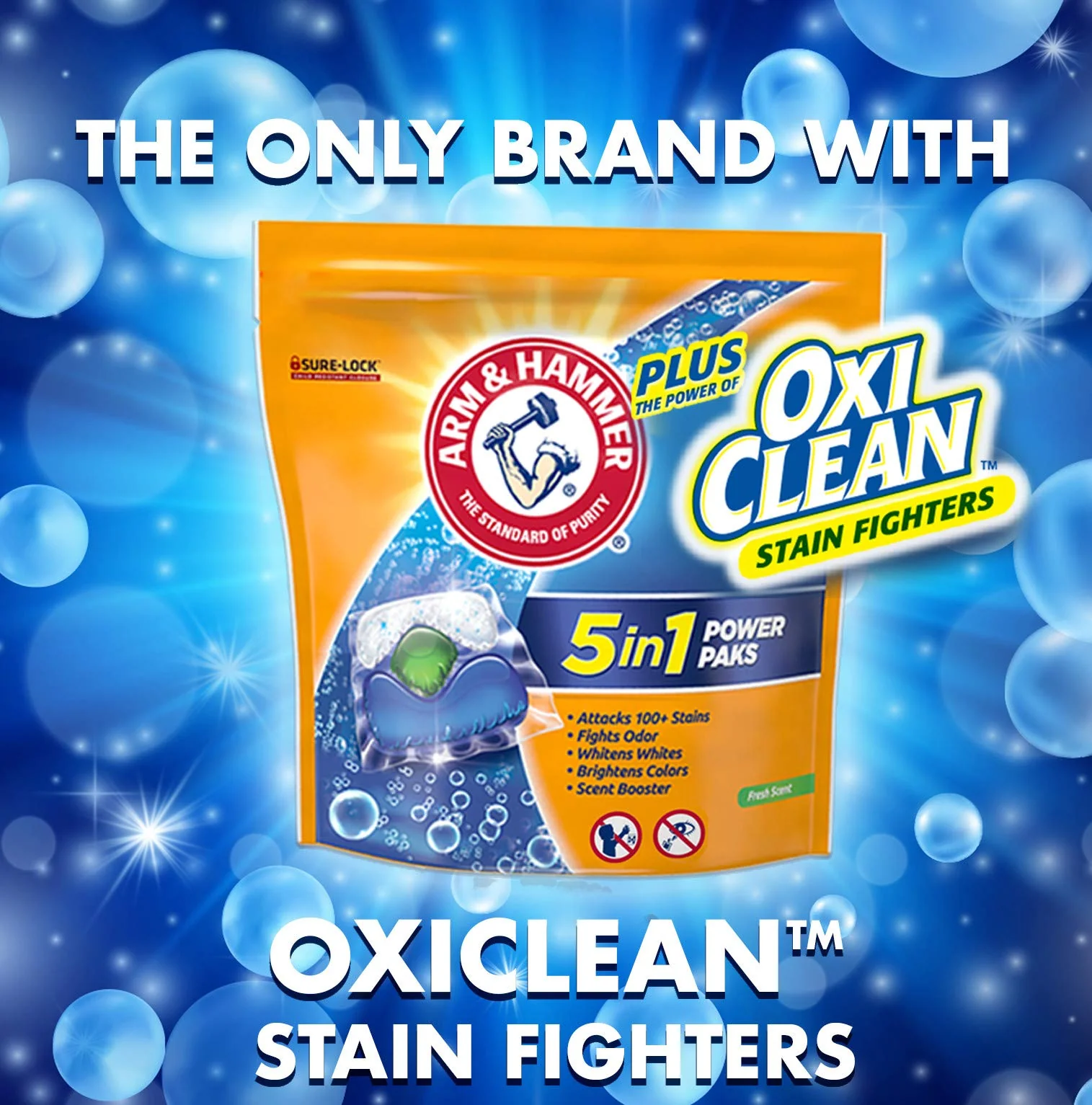 Arm & Hammer Plus Oxi Clean Laundry Detergent, Fresh Scent, 42 Little Power Paks, Count 2 - Image 5