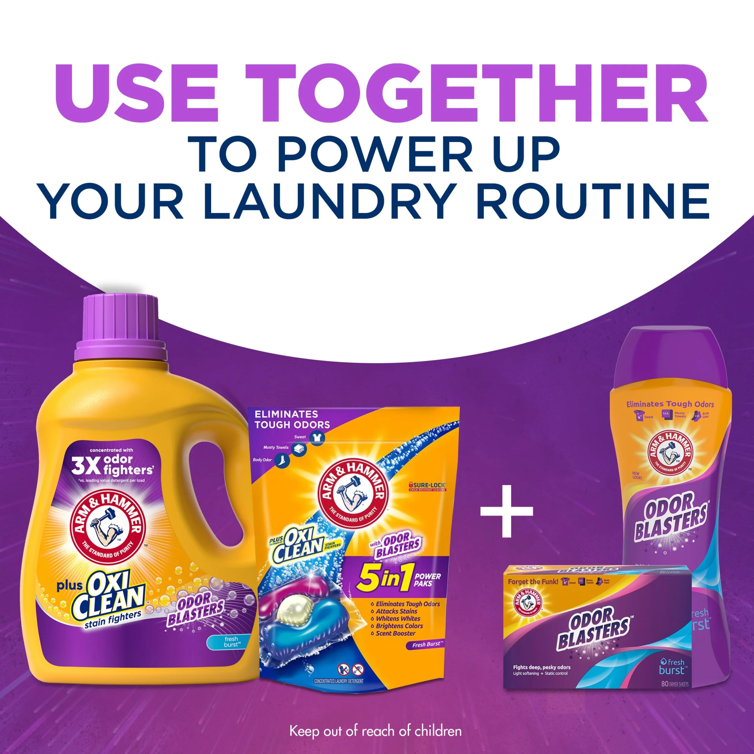 ARM & HAMMER Plus OxiClean Odor Blasters Fresh Burst, 128 Loads Liquid Laundry Detergent, 166.5 Fl oz - Image 9