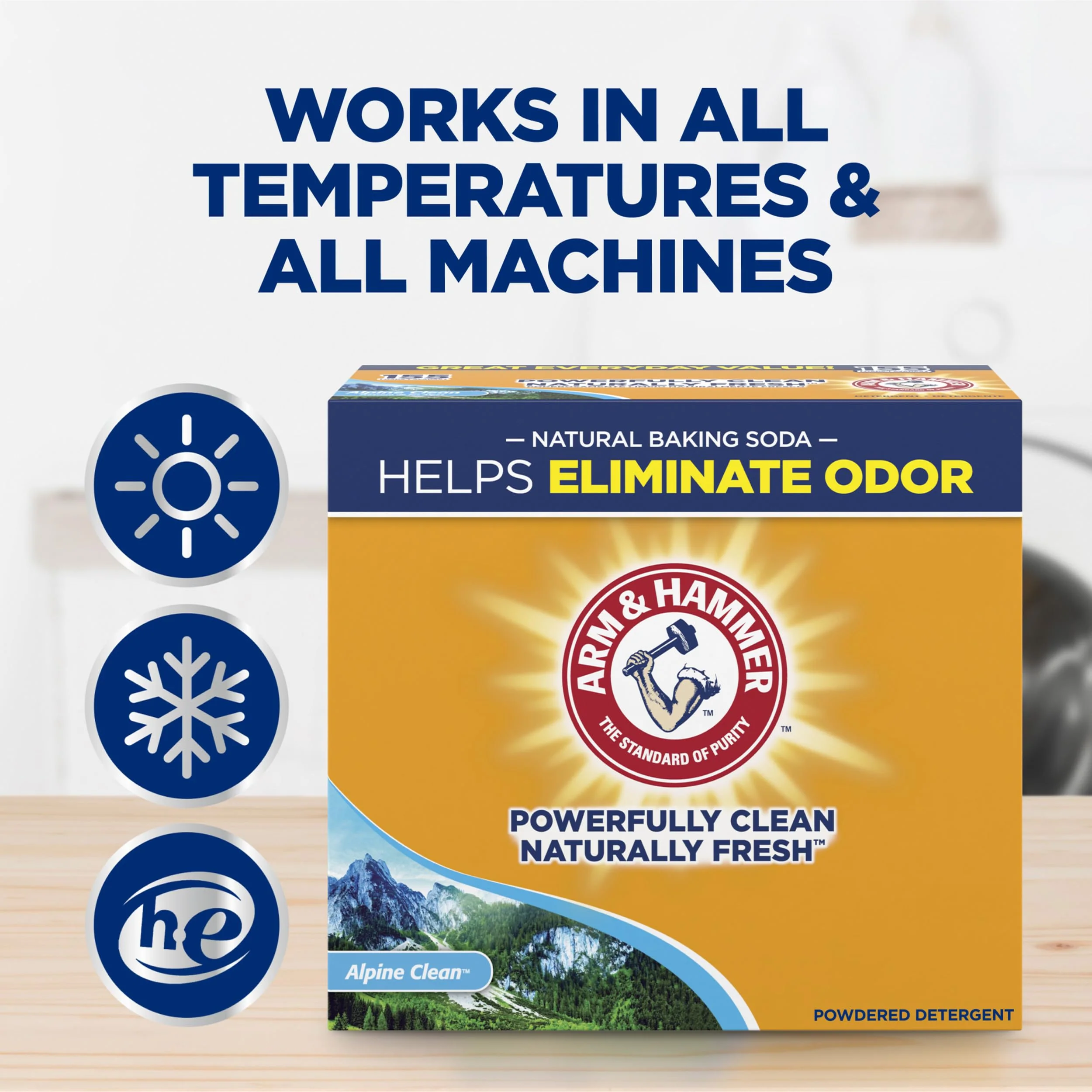 ARM & HAMMER Powder Laundry Detergent, Alpine Clean, 9.56 lb, 155 Loads - Image 3