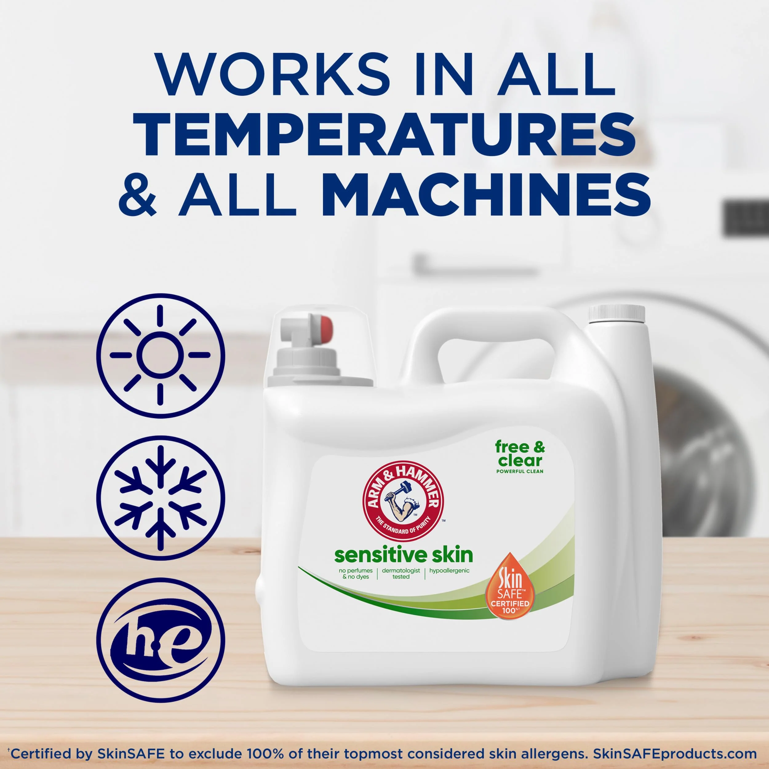 ARM & HAMMER Sensitive Skin Free & Clear, 140 Loads Liquid Laundry Detergent, 140 Fl oz - Image 8