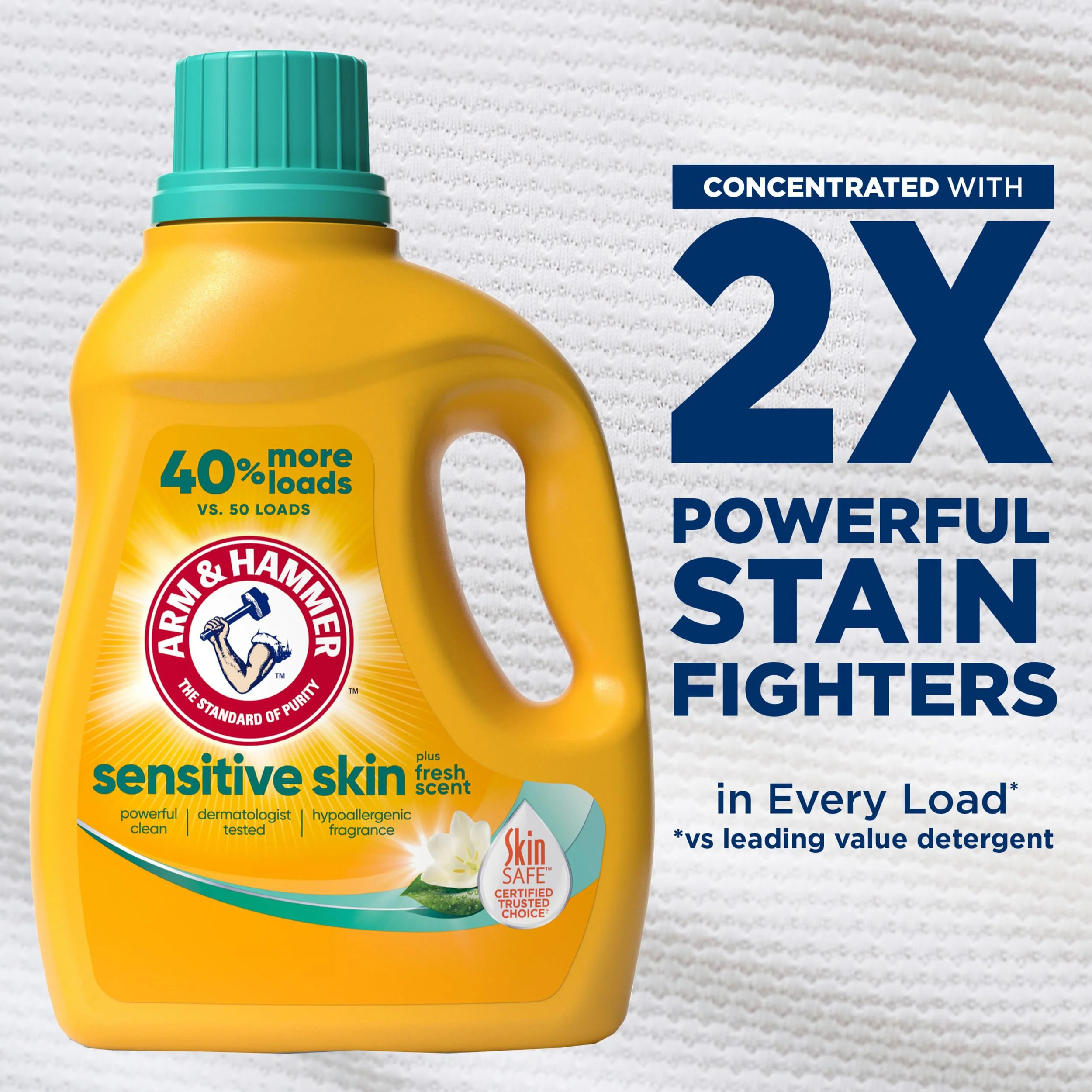 ARM & HAMMER Sensitive Skin Liquid Laundry Detergent, Fresh Scent, 105 fl oz, 105 Loads - Image 3