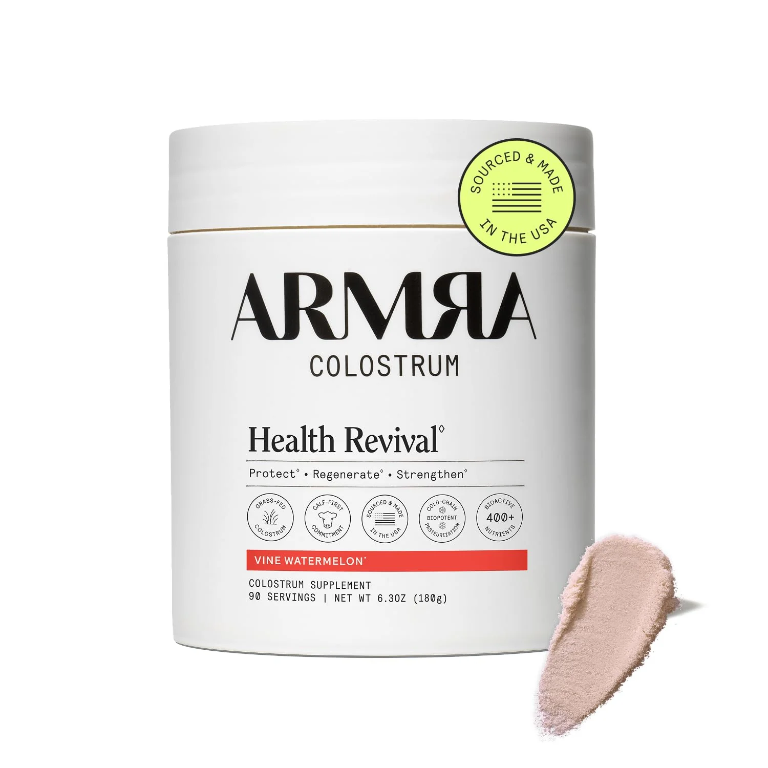 ARMRA Colostrum Powder | Vine Watermelon | Gut Health & Bloating | Skin & Hair | Immunity | Keto, Gluten & Fat-Free | 90 Servings
