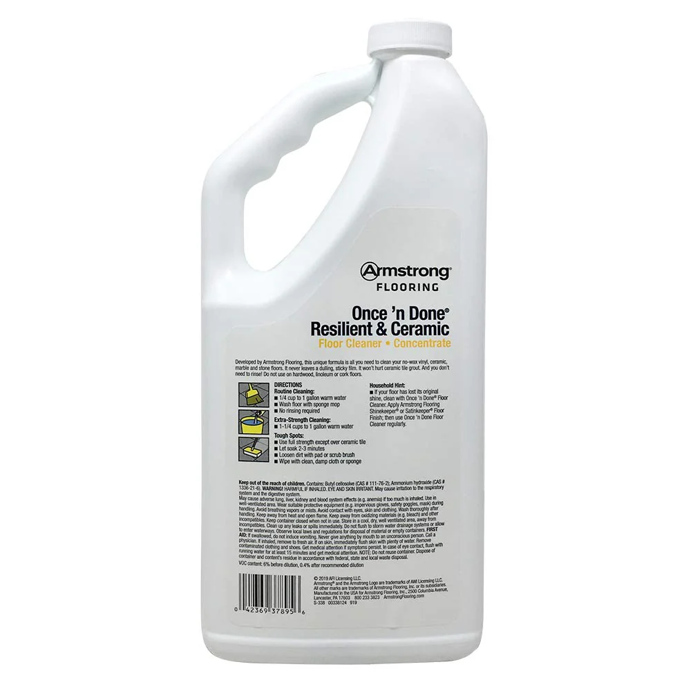 Armstrong Once'n Done Resilient & Ceramic Floor Cleaner Concentrate 32oz No-Rinse No-Wax New Package - Image 3