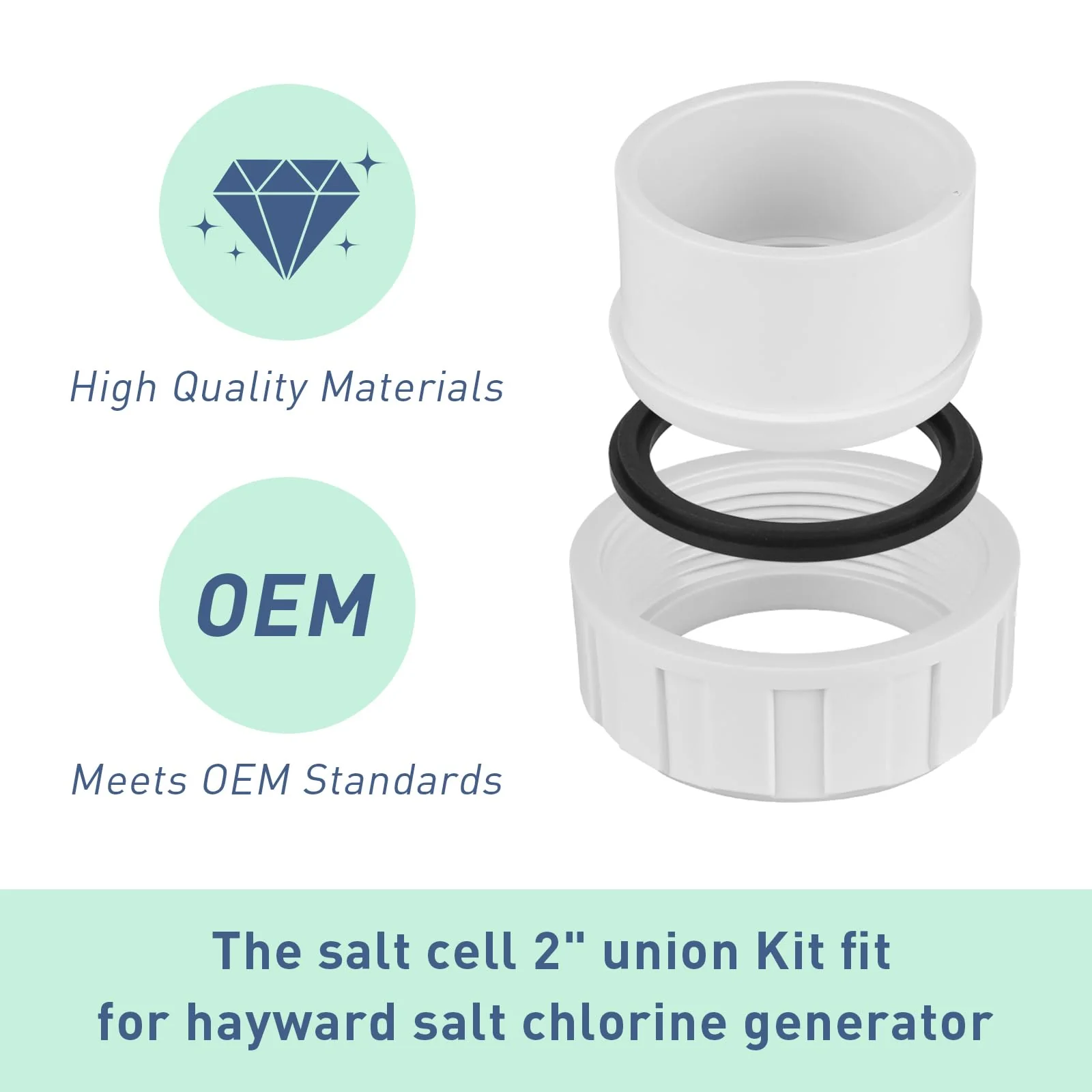 ArrogantF Salt Cell 2" Union Replacement for Hayward GLX-Cell-Union,for Hayward T-3 T-15 Cleaner Coupler Replacement,fit for Hayward Goldline AquaRite Turbo Cell Generator Pool Pool and Spa Pump Parts - Image 5