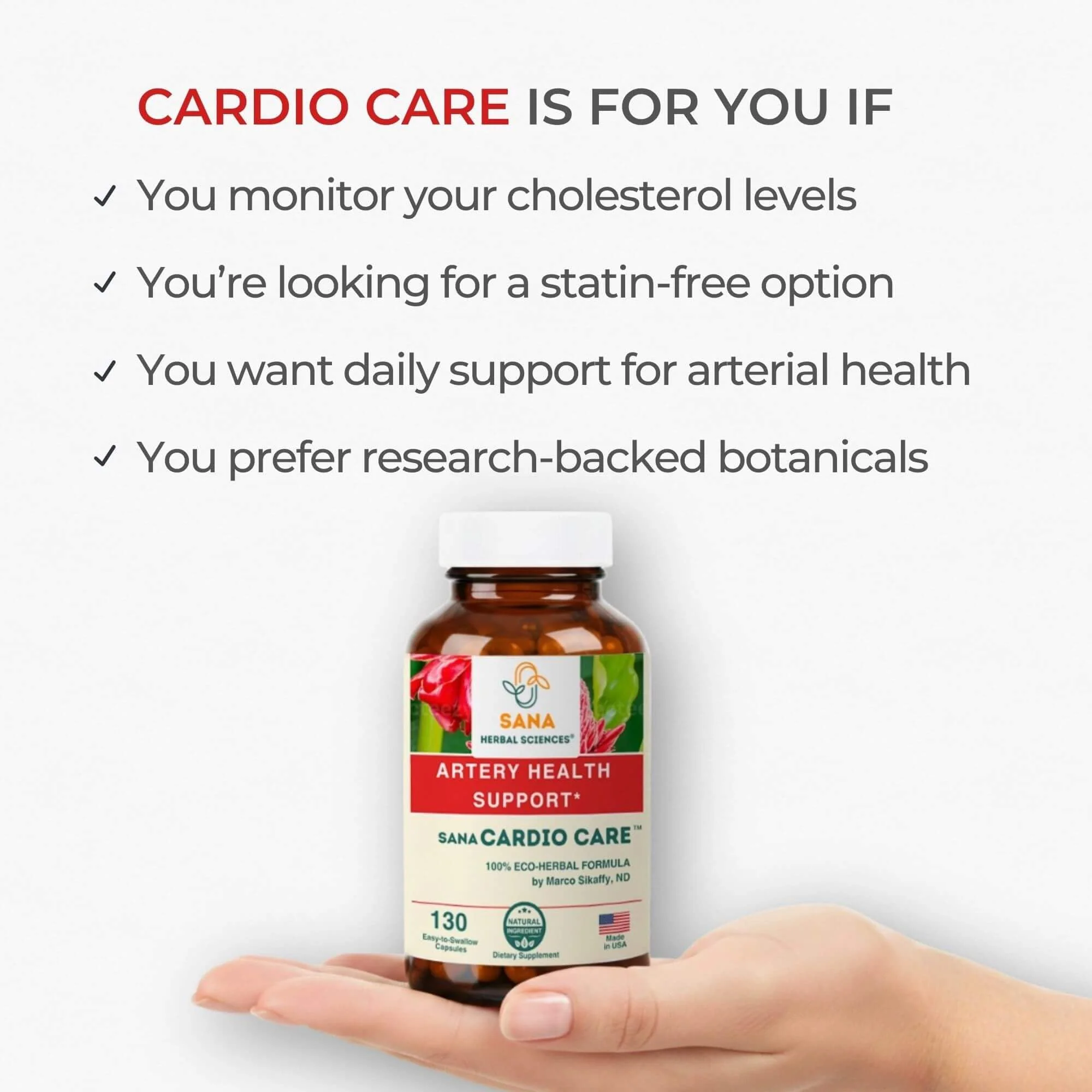 Artery Plaque Removal Formula | 4-Element All-Natural Supplement to Support Blood Pressure, Healthy Cholesterol, and Heart Rhythm | 130 Easy-to-Swallow Capsules | by Sana Herbal - Image 3