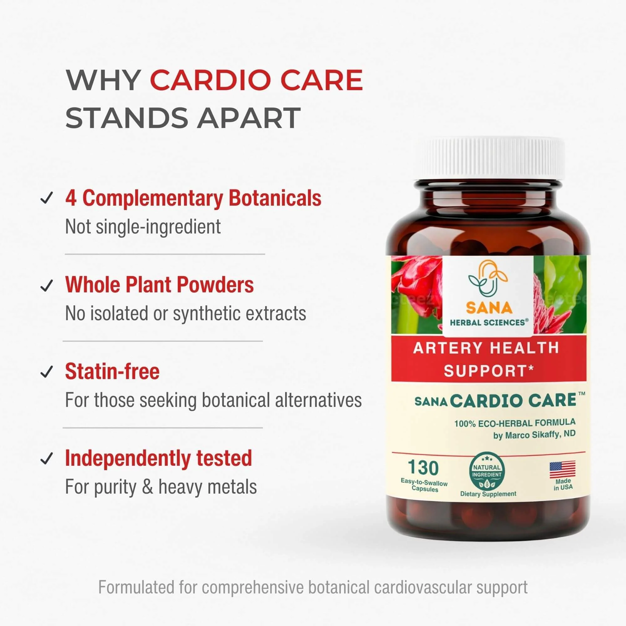 Artery Plaque Removal Formula | 4-Element All-Natural Supplement to Support Blood Pressure, Healthy Cholesterol, and Heart Rhythm | 130 Easy-to-Swallow Capsules | by Sana Herbal - Image 7