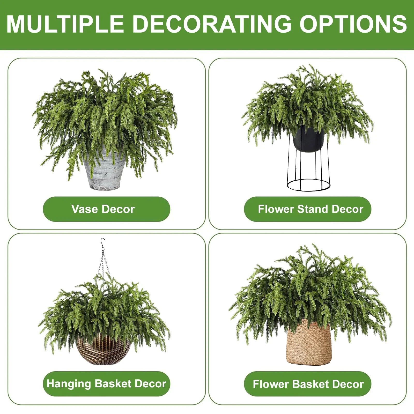 Artgar 12 Pcs Pine Branches - 18 Inch Artificial Green Pine Stem - Real Touch Christmas Greenery Pines Branches for DIY Flower Arrangement Home Indoor Christmas Decor - Image 4