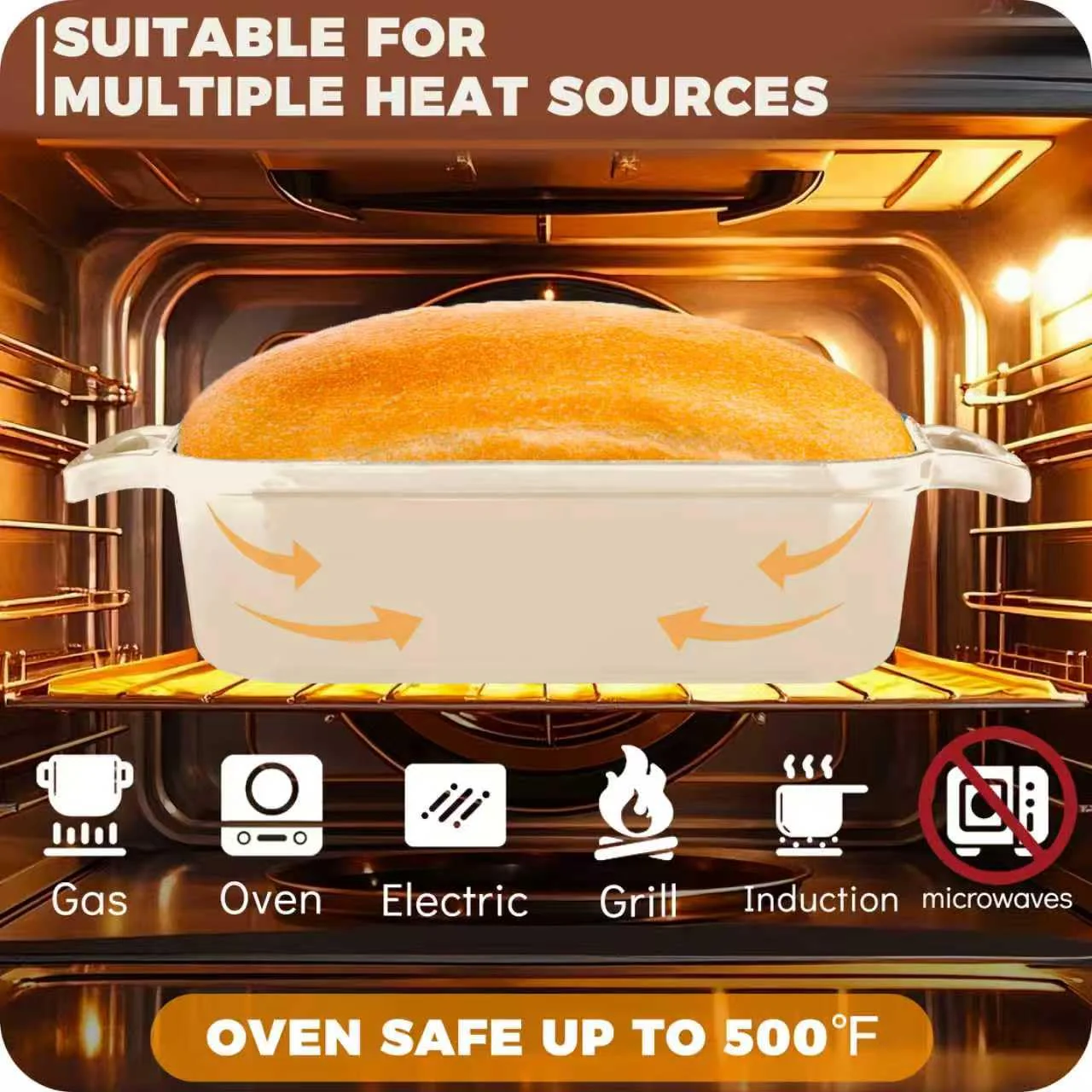 Articasting Cast Iron Bread Loaf Pan with Lid, Loaf Pans for Baking Bread 9x5, Enameled Bread Pans for Homemade Bread, Sourdough, Set of 2 (Cream White) - Image 2