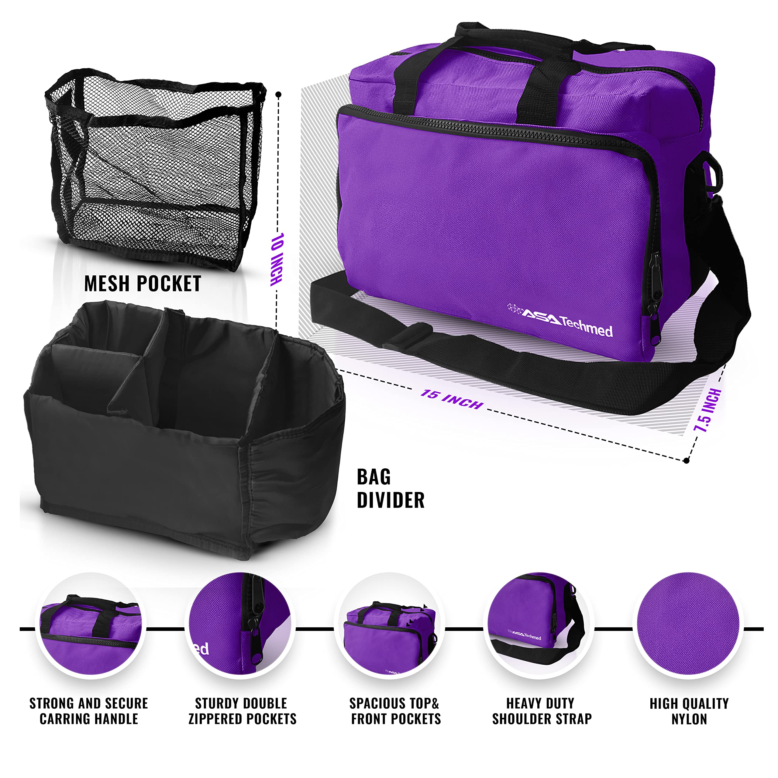 ASA TECHMED Nurse Essentials for Work Starter Kit, Stethoscope, Blood Pressure Monitor, Otoscope, Tuning Forks and More. 18 Pcs Doctor Kit, Nurse Gift (Purple) - Image 7