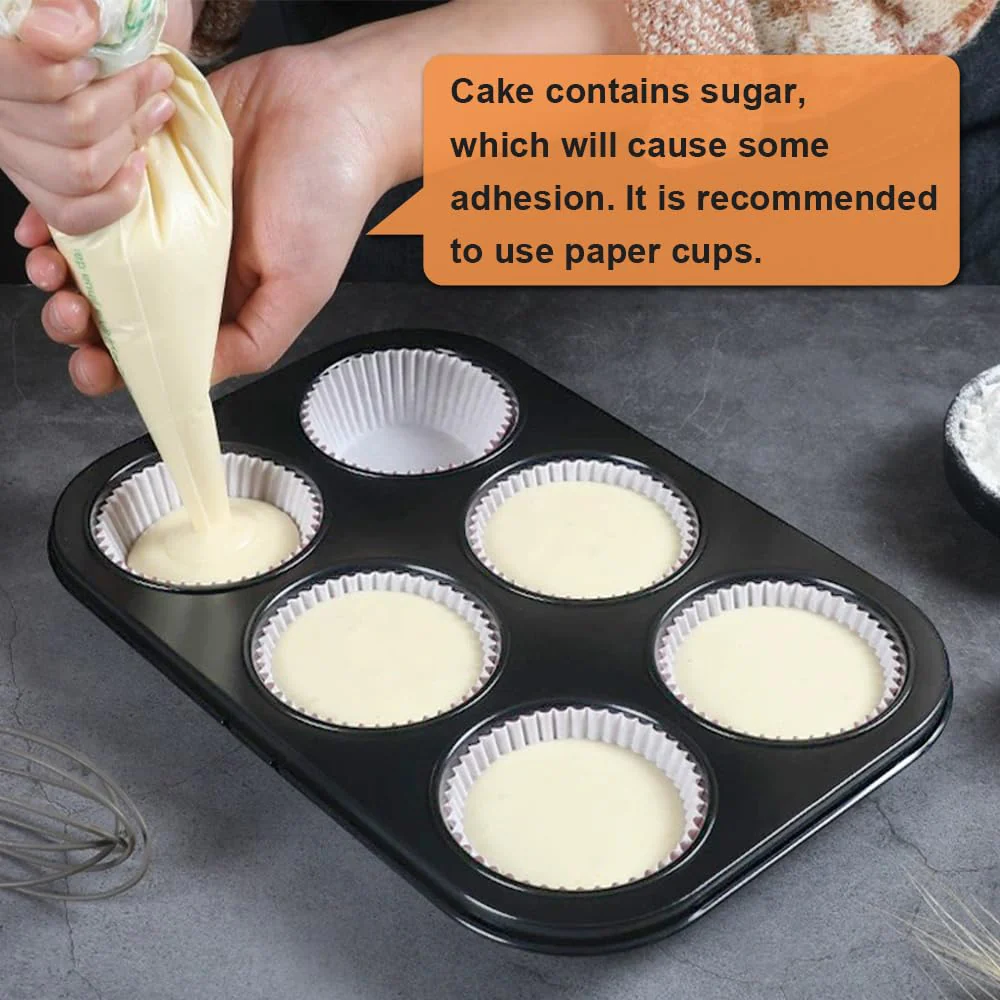 ASBAYSON 6 Packs Premium Steel Muffin Pan for Baking, Round Muffin Baking Pan, Baking Tray for Muffins, Cupcakes, Brownie(Black - Image 3