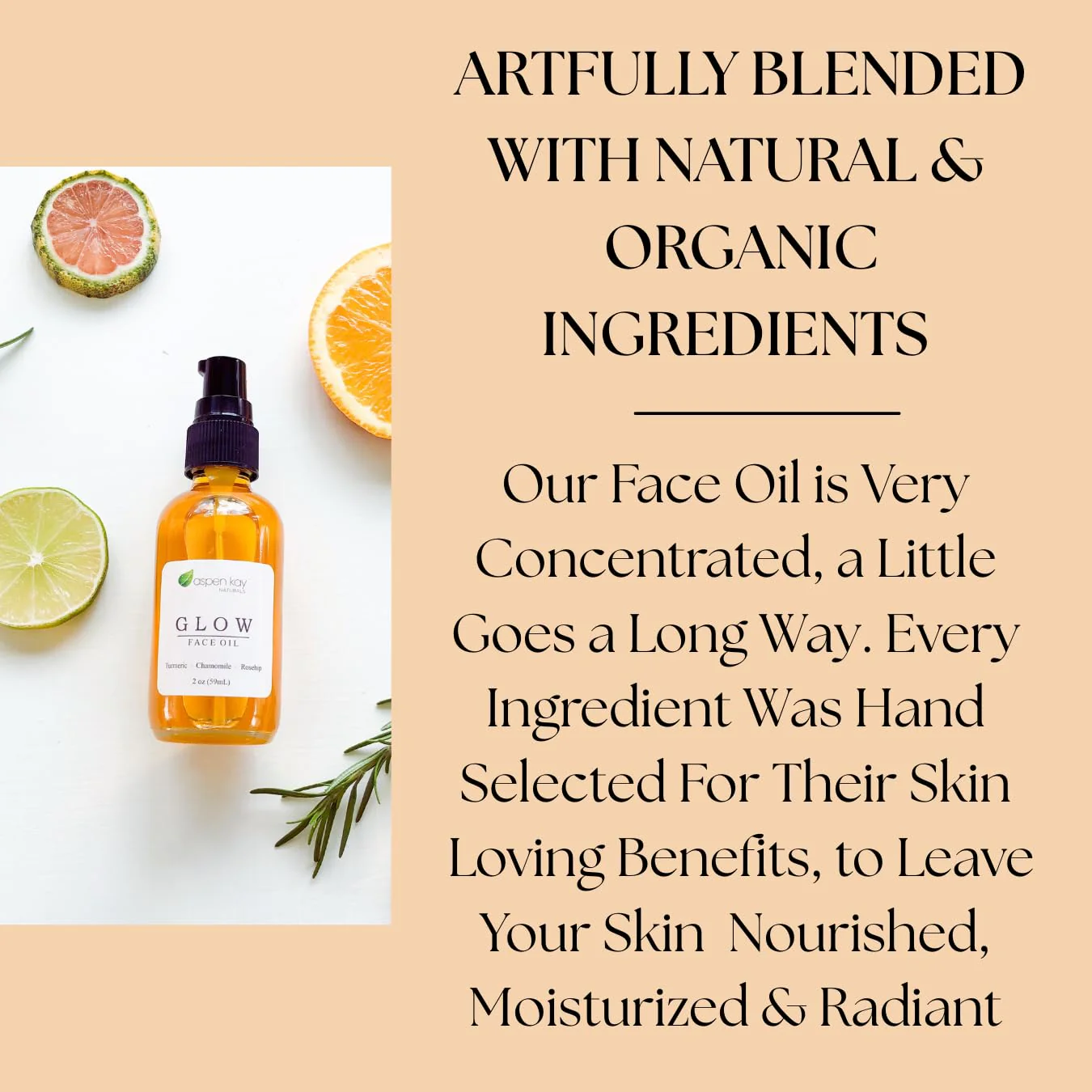 Aspen Kay Naturals Glow - Turmeric & Rosehip Face Oil, Natural & Organic Face Moisturizer with Turmeric, Camellia, Sea Buckthorn and Chamomile - Facial Serum - 2 oz - Image 7
