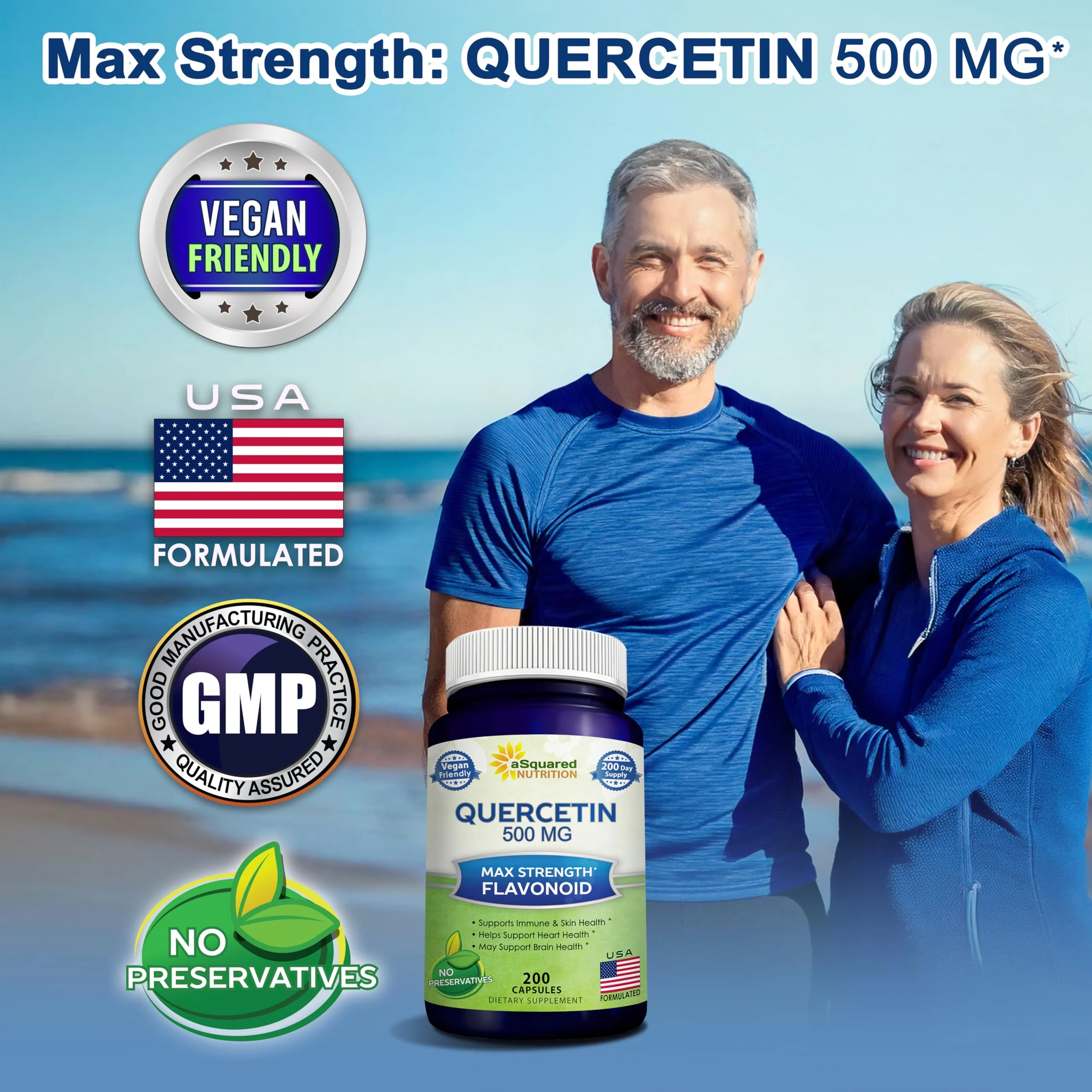 aSquared Nutrition Quercetin 500mg Supplement - 200 Capsules - Quercetin Dihydrate to Support Cardiovascular Health - Max Strength Powder Complex Pills to Help Improve Immune Response - Image 8