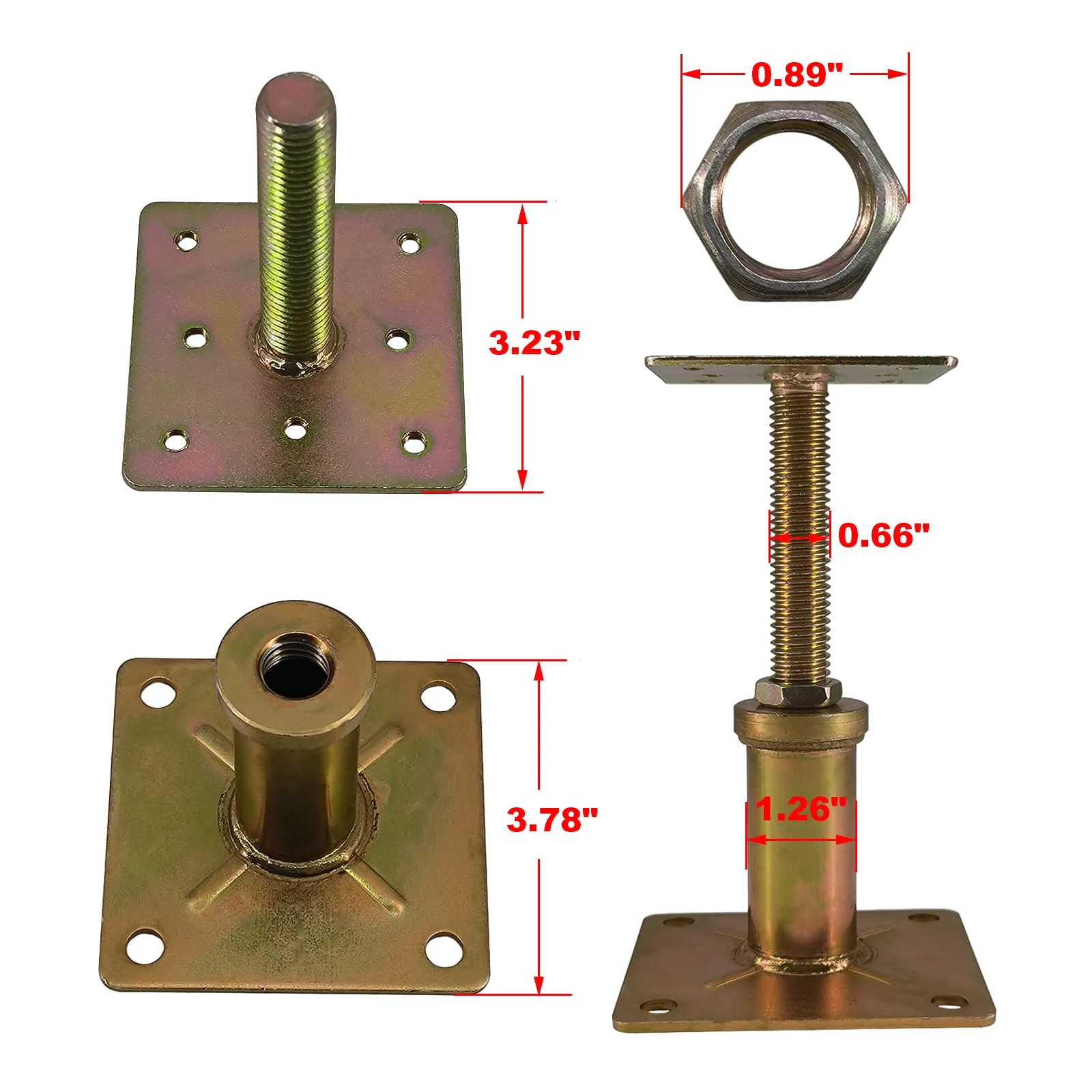 ASTAMOTOR Adjustable 4 1/3" - 7" House Floor Jacks Mini Screw Post Pole for Leveling, Galvanized, 4 Pack, AM502-2 - Image 7