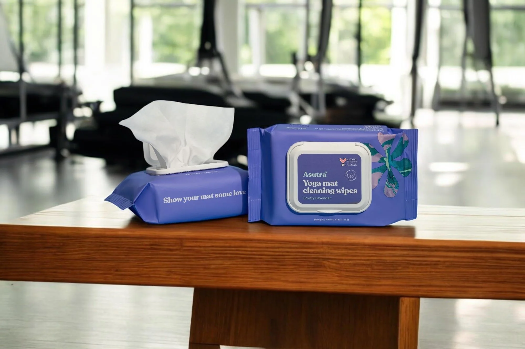 ASUTRA Yoga Mat Cleaning Wipes (Lovely Lavender), 4 Pouches (30 Wipes Each) - No Slippery Residue, Deep-Cleansing for Fitness Gear & Gym Equipment - Image 3