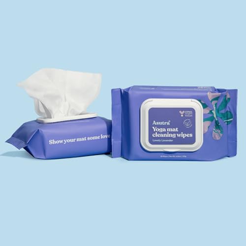 ASUTRA Yoga Mat Cleaning Wipes (Lovely Lavender), 4 Pouches (30 Wipes Each) - No Slippery Residue, Deep-Cleansing for Fitness Gear & Gym Equipment - Image 8