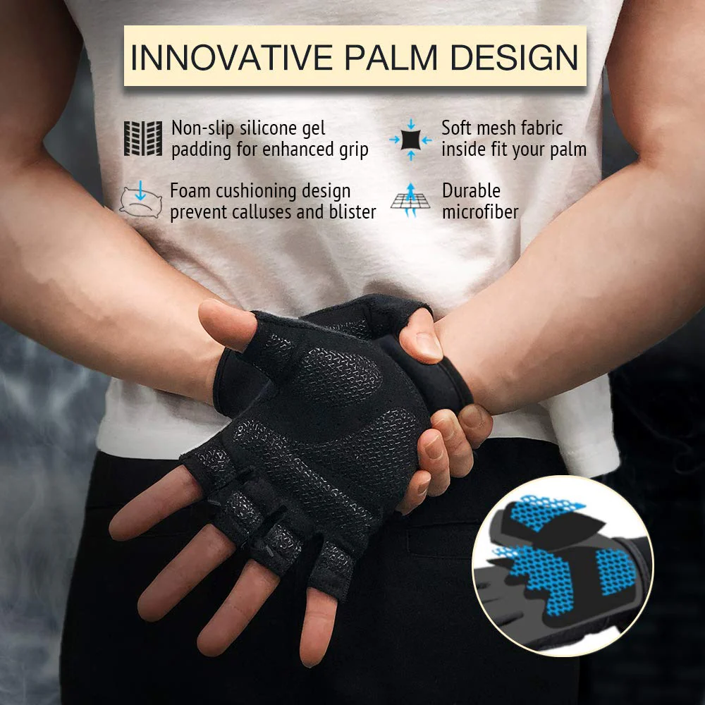ATERCEL Workout Gloves for Men and Women, Exercise Gloves for Weight Lifting, Cycling, Gym, Training, Breathable and Snug fit (Black, S) - Image 6