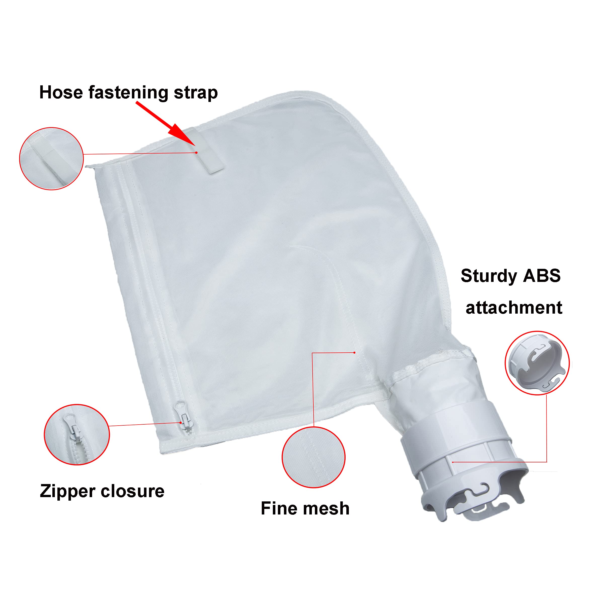 ATIE Pool Cleaner Fine Mesh Bag with Zipper Enclosure, Compatible with Pentair Kreepy Krauly Legend, Platinum, Letro Pool Cleaners Debris Bag 360002 and EU16 Bag (2 Pack) - Image 5