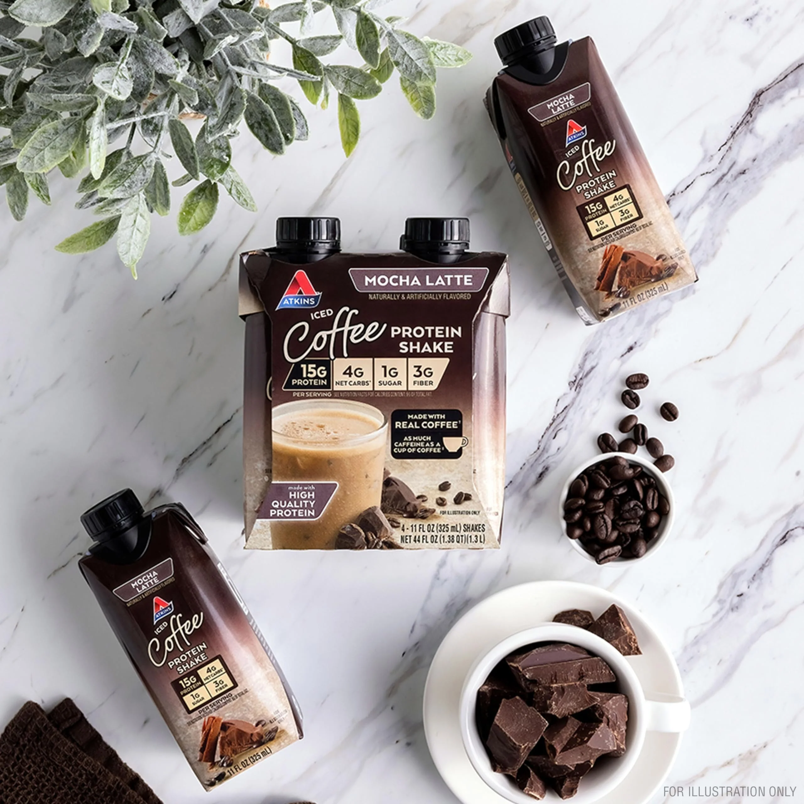 Atkins Mocha Latte Iced Coffee Protein Shake, 15g Protein, Low Glycemic, 4g Net Carb, 1g Sugar, Keto Friendly (Pack of 24) - Image 5