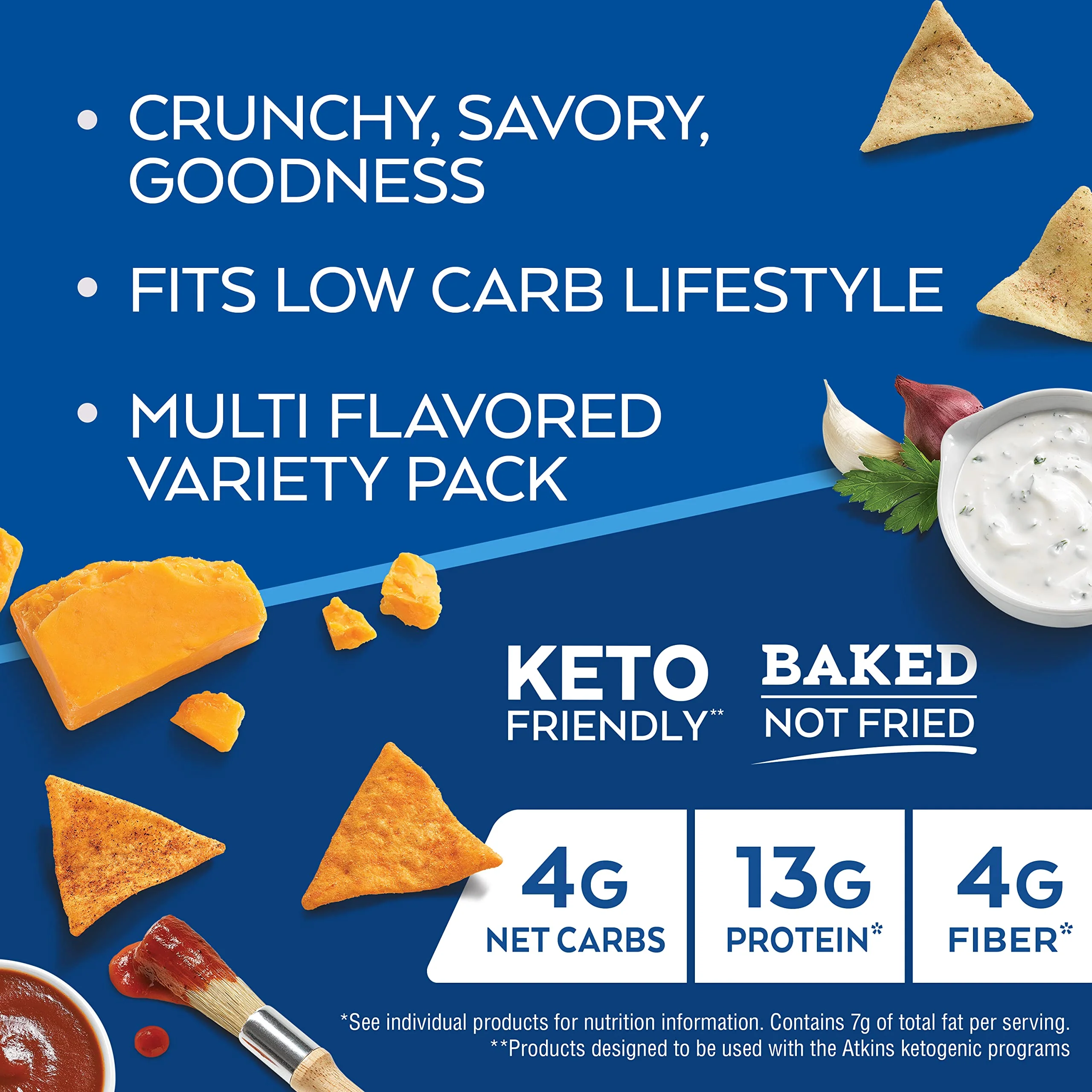 Atkins Protein Chips Variety Pack, 4g Net Carbs, 13g Protein, Gluten Free, Low Glycemic, Keto Friendly, 12 Count - Image 4