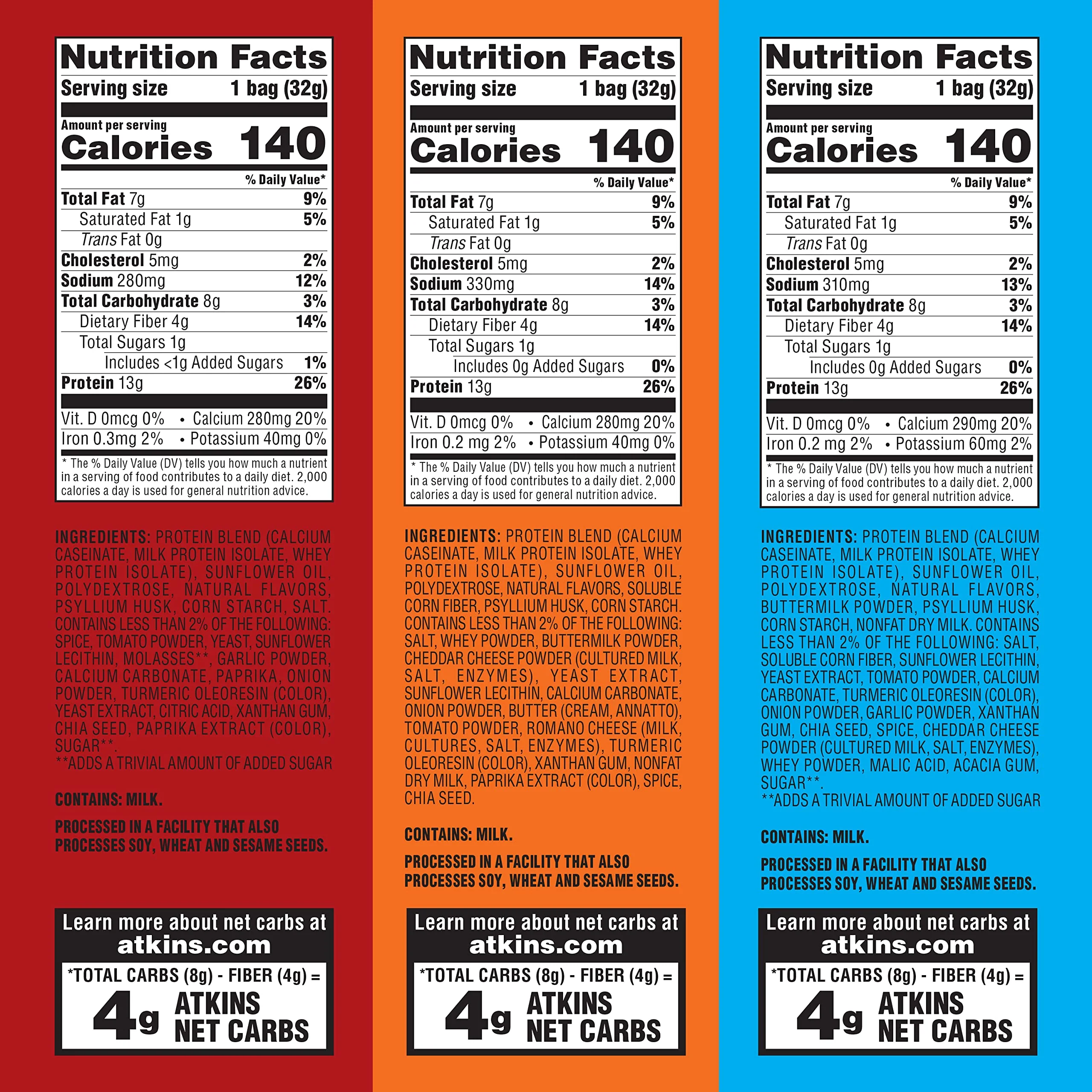 Atkins Protein Chips Variety Pack, 4g Net Carbs, 13g Protein, Gluten Free, Low Glycemic, Keto Friendly, 12 Count - Image 6