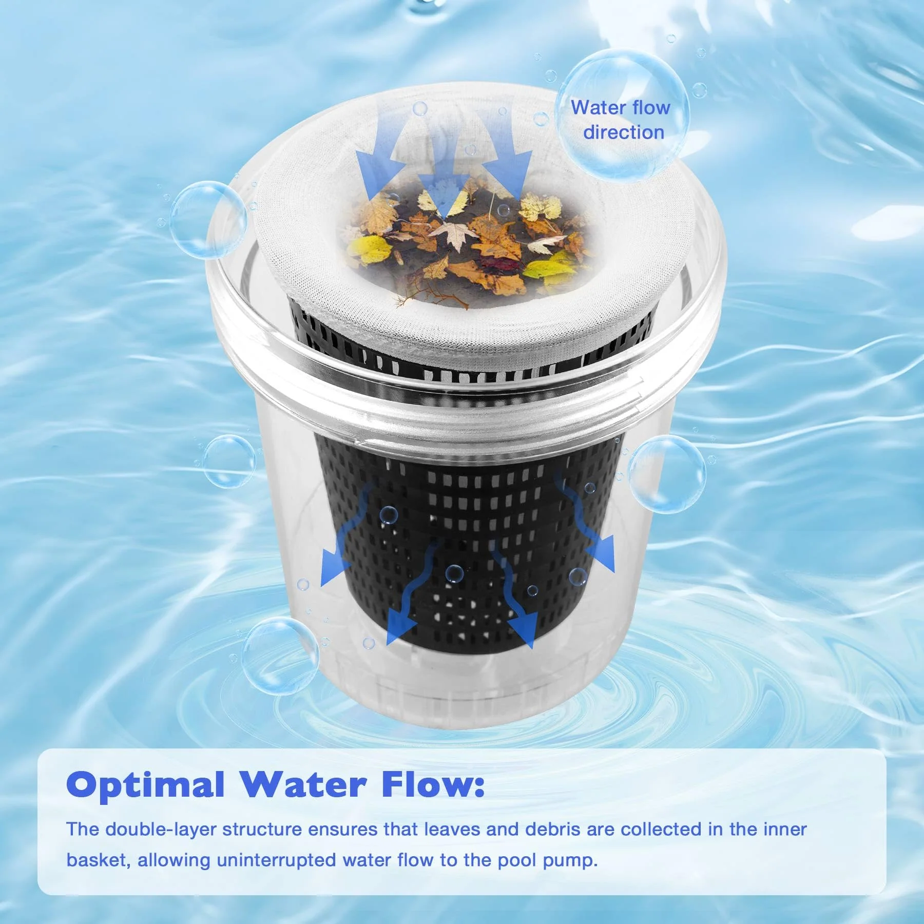 ATRACYPART Inline Pool Leaf Canister Compatible with Hayward W560 PoolVac Navigator Standard, Leaf Catcher Filter with Strainer Basket and 5 Skimmer Socks - Image 4
