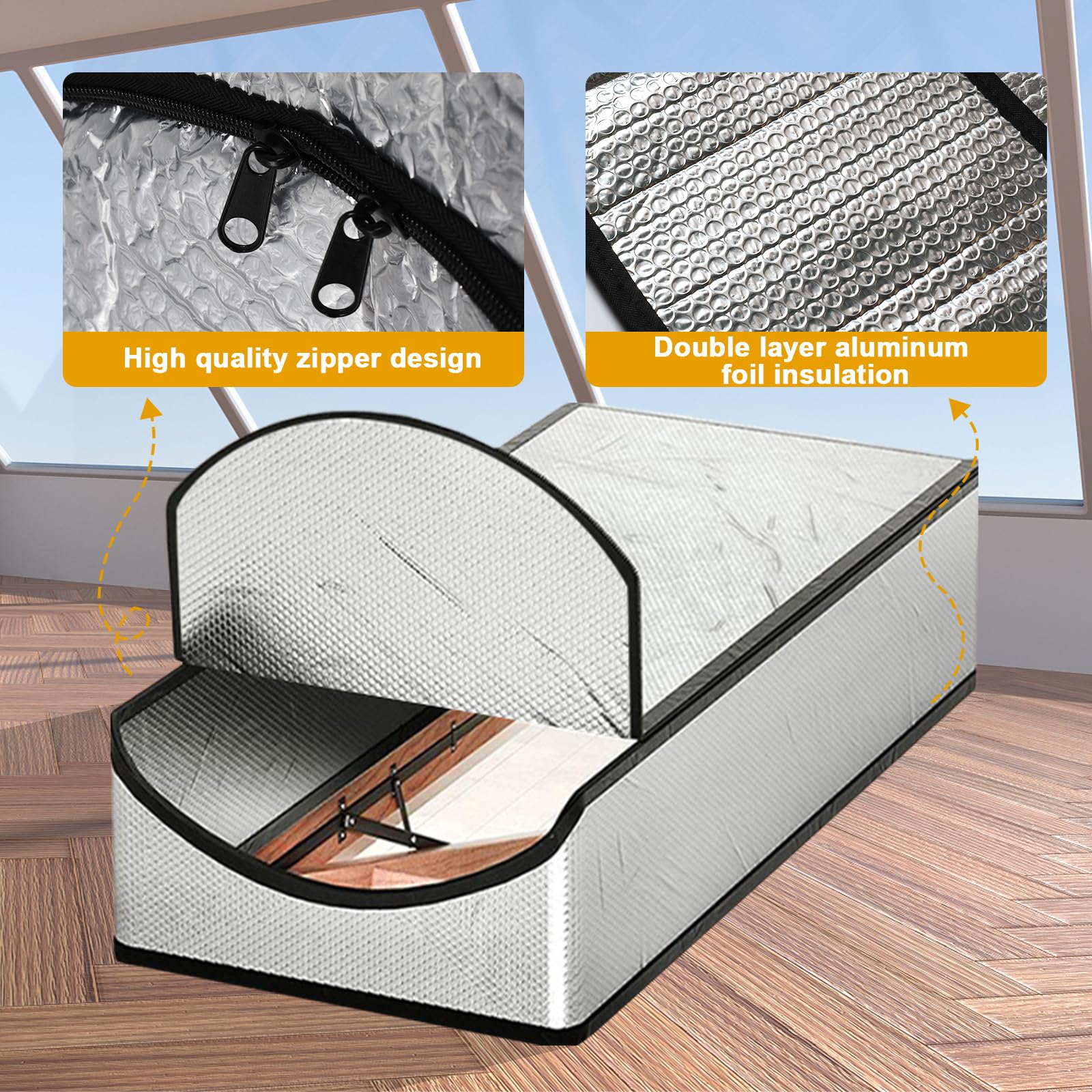 Attic Stairway Insulation Cover - Premium Energy Saving Attic Stairs Door Ladder Insulator Pull Down Tent with Zipper 25 in x 54 in x 11In (Attic Cover) - Image 2