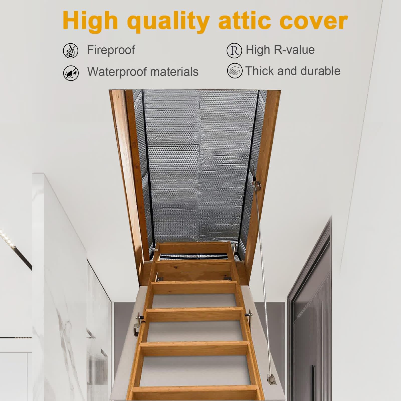 Attic Stairway Insulation Cover - Premium Energy Saving Attic Stairs Door Ladder Insulator Pull Down Tent with Zipper 25 in x 54 in x 11In (Attic Cover) - Image 4