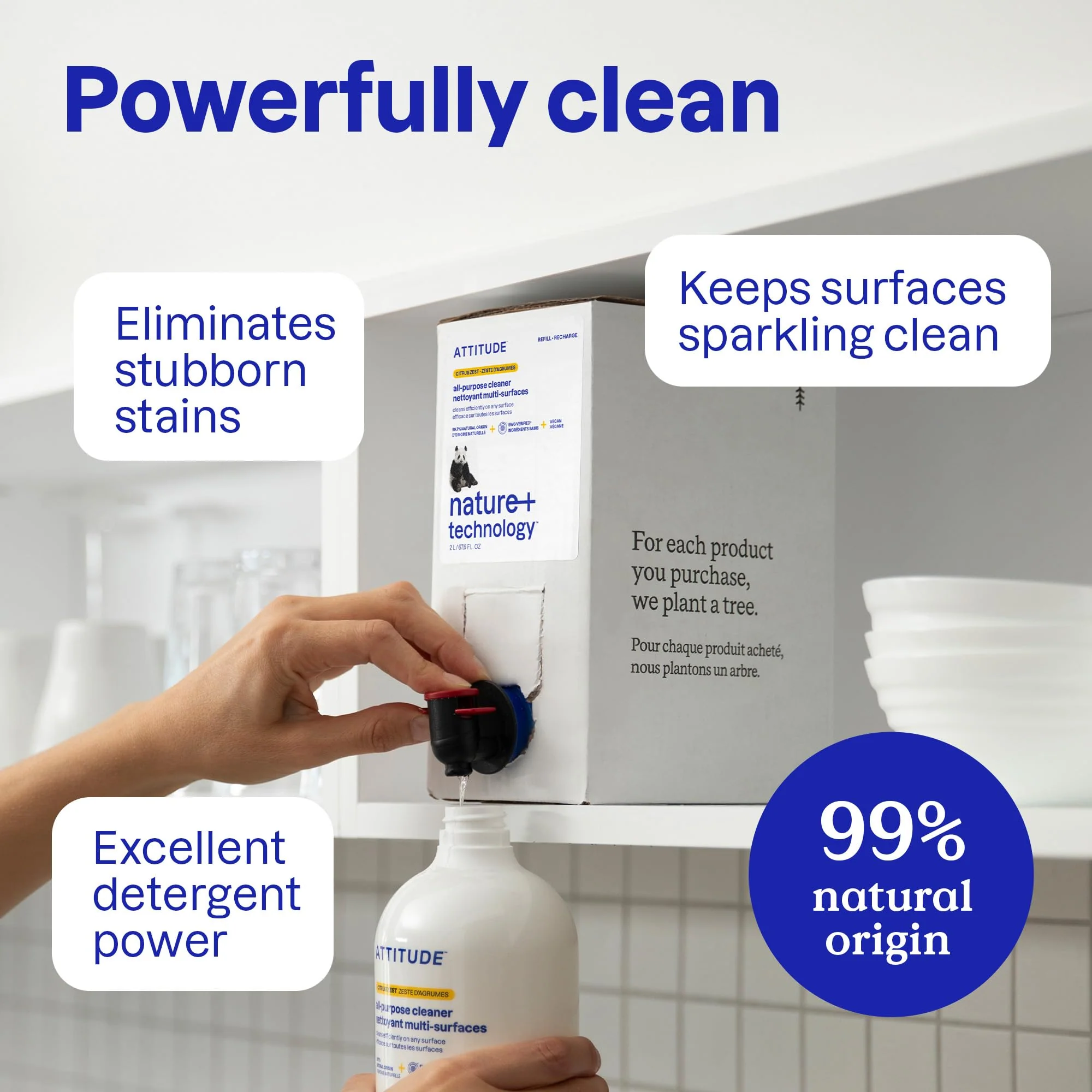 ATTITUDE All Purpose Cleaner Spray, EWG Verified, Vegan, Made with 94% Plant-Based Ingredients, Streak-Free for Kitchen, Bathroom, Glass & More, Citrus Zest, 27.1 Fl Oz (Pack of 3) - Image 6