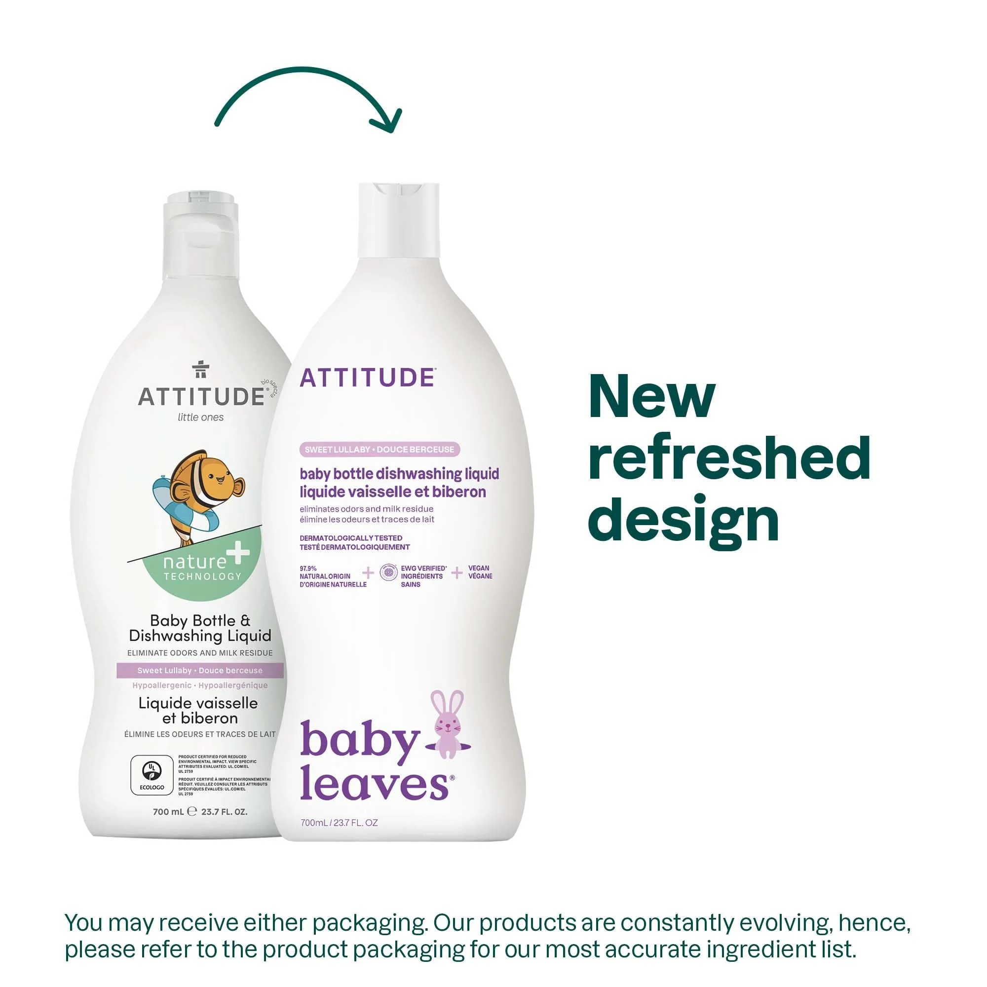 ATTITUDE Baby Bottle & Dish Soap, EWG Verified Bottle Cleaner, Dye Free, Removes Milk Residue & Grease, Vegan, Sweet Lullaby, 23.7 Fl Oz - Image 2